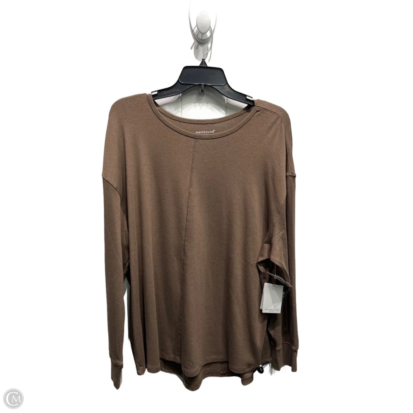 Top Long Sleeve By West Bound In Brown, Size: 1x