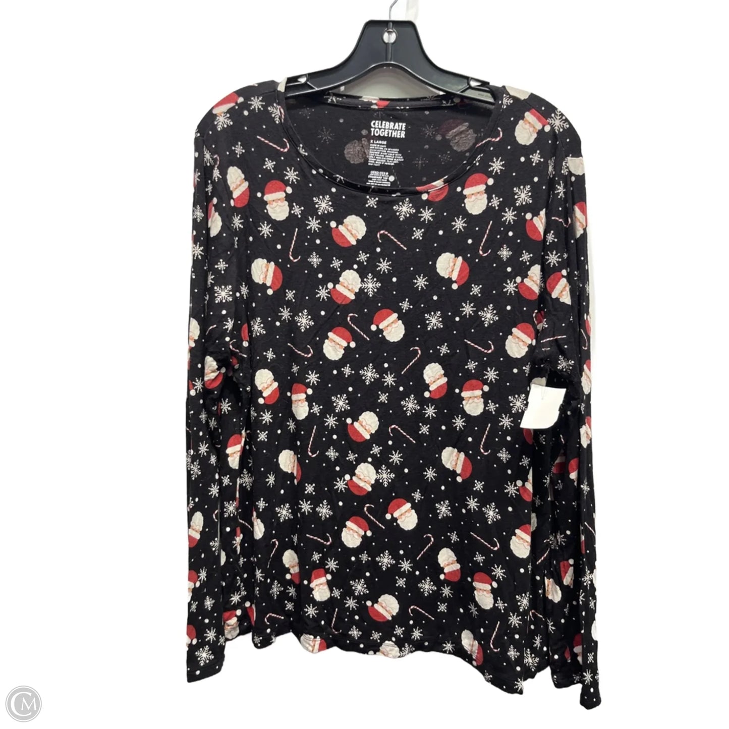 Top Long Sleeve Basic By Celebrate Together In Black & Red, Size: Xl