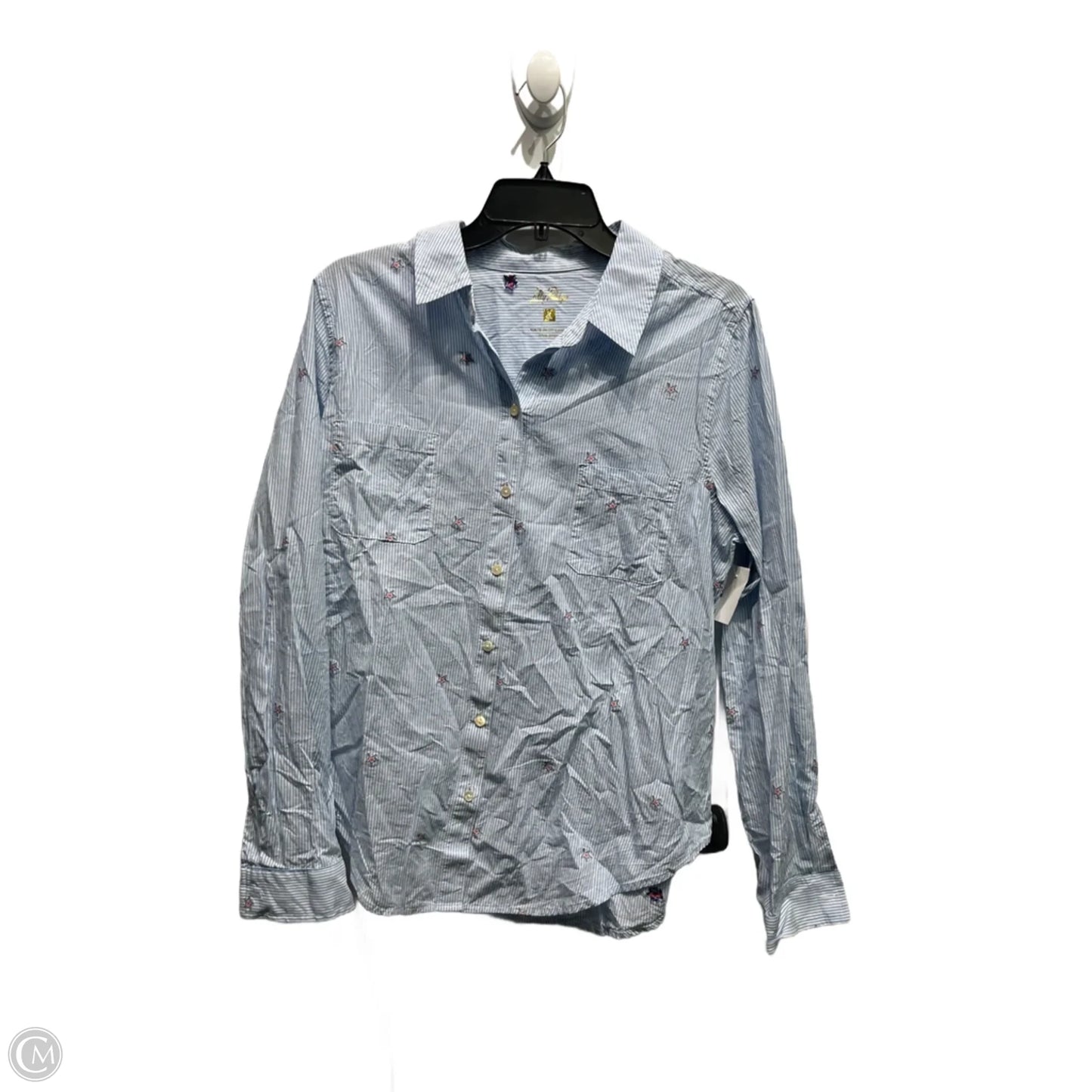 Top Long Sleeve Designer By Lilly Pulitzer In Blue & White, Size: L