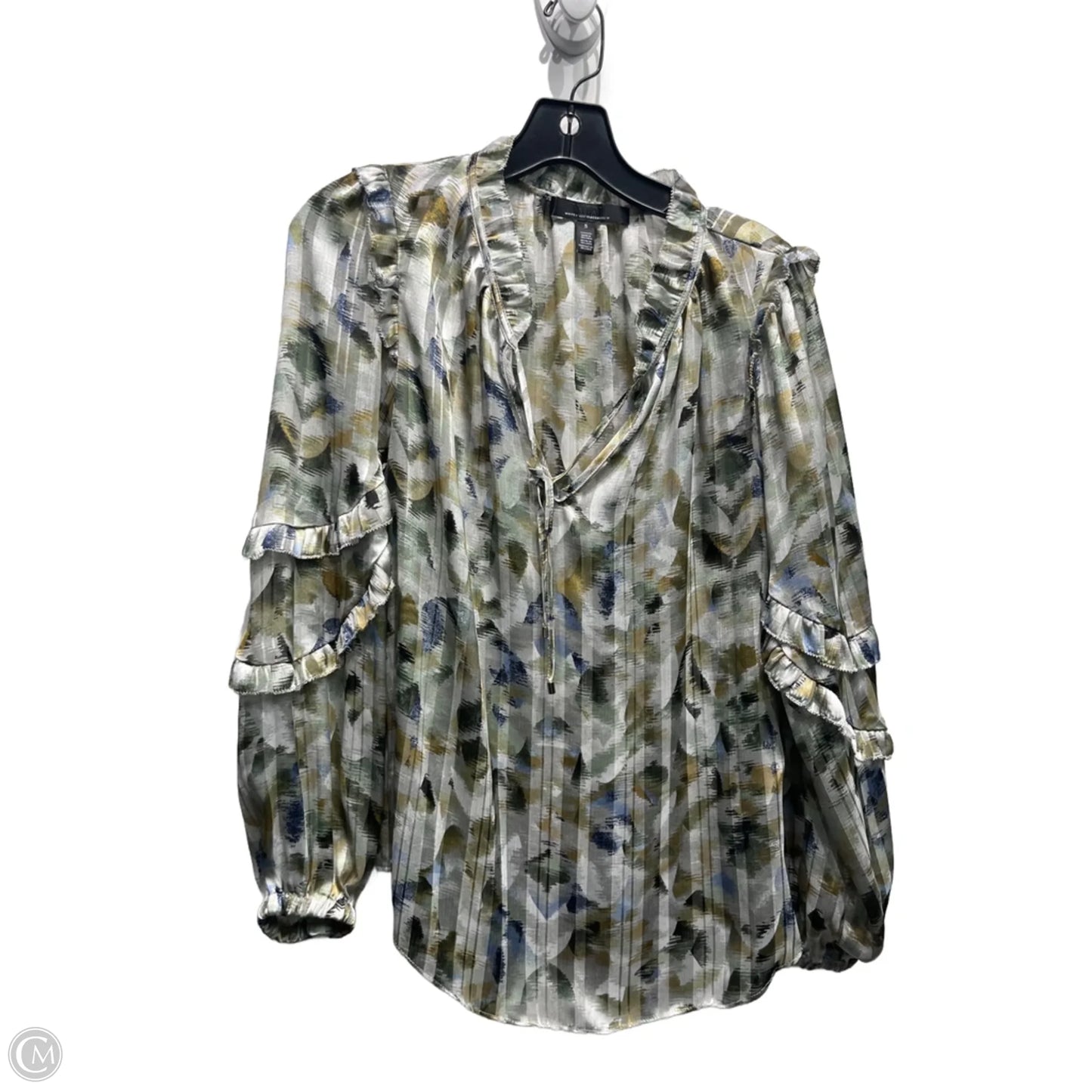 Blouse Long Sleeve By White House Black Market In Blue & Green, Size: S