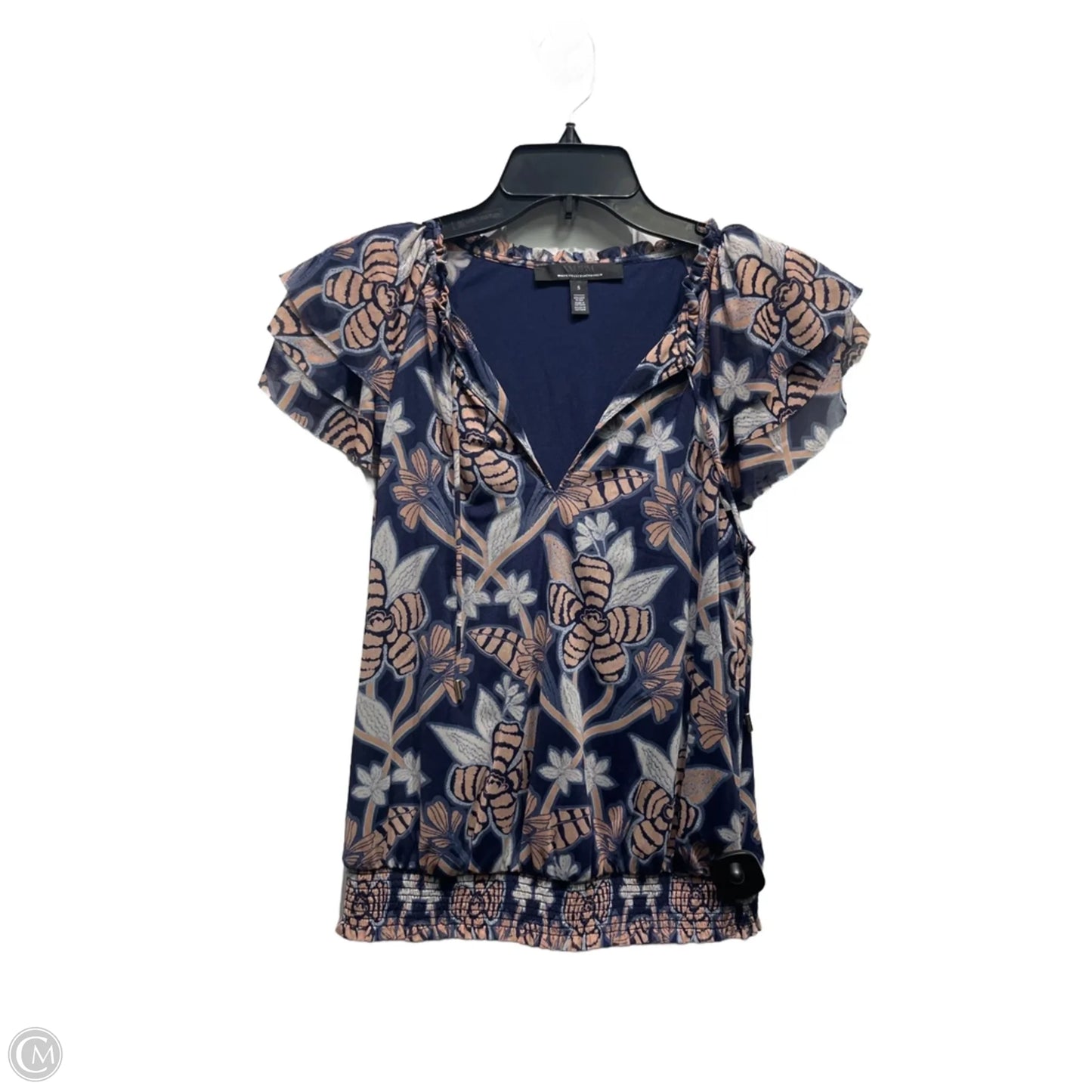 Top Short Sleeve By White House Black Market In Blue & Tan, Size: S