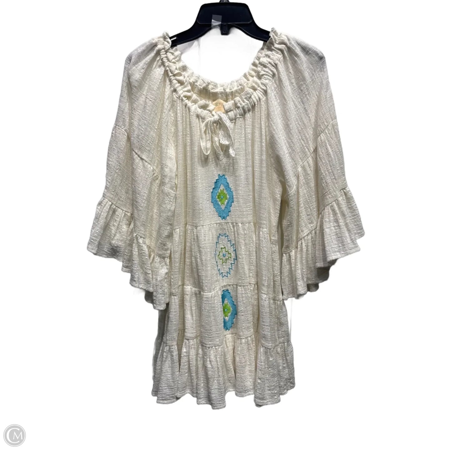 Tunic Short Sleeve By SURF GYPSY In Blue & Cream, Size: S