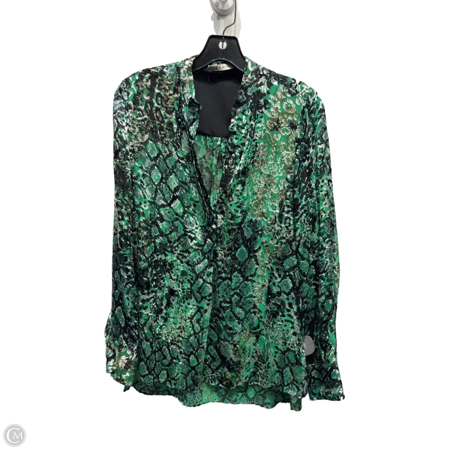 Top Long Sleeve Designer By Alice + Olivia In Green, Size: S