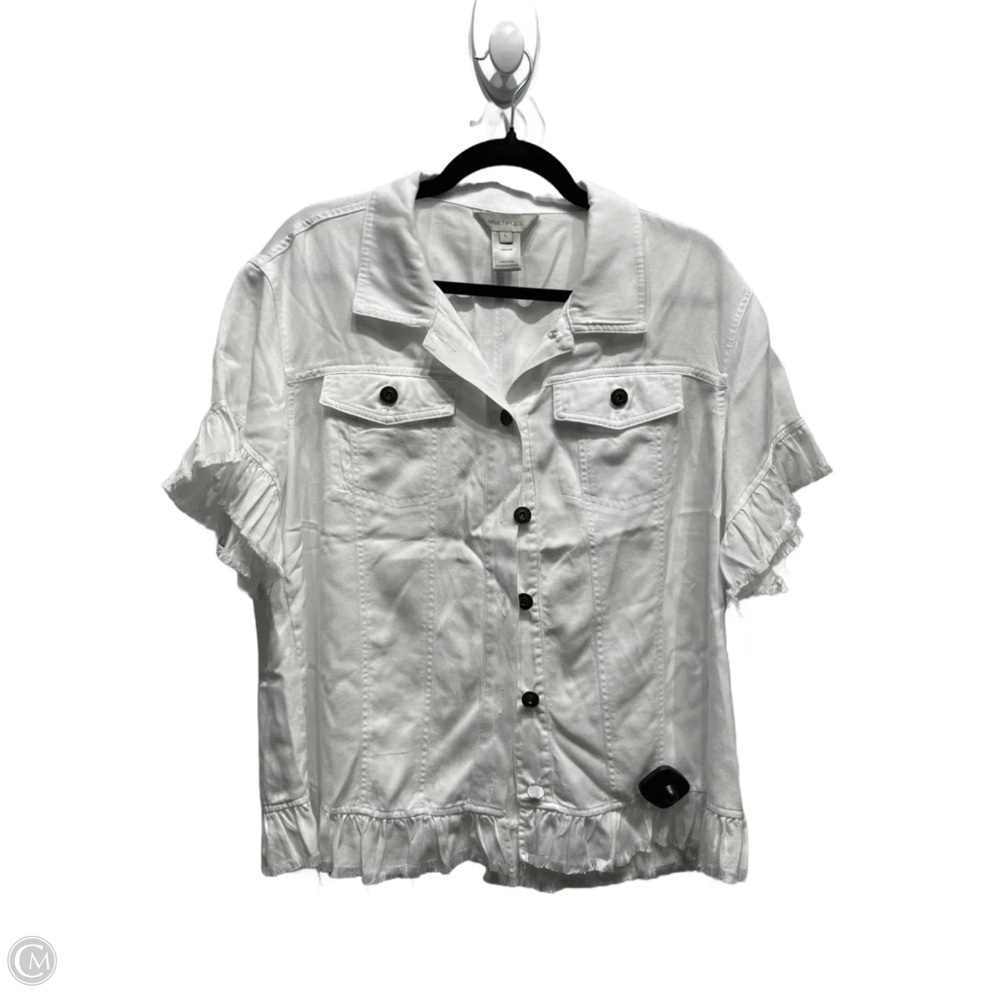 Top Short Sleeve By Multiples In White, Size: L