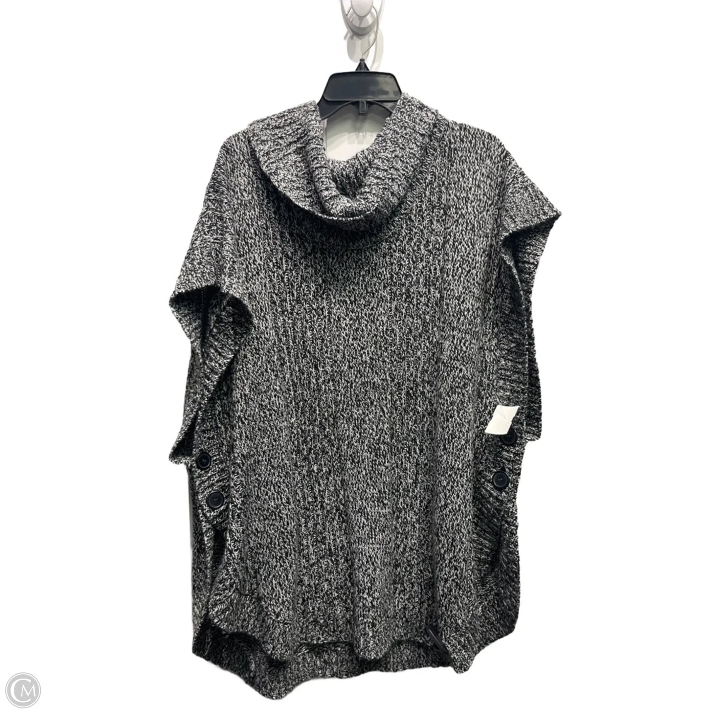 Sweater Short Sleeve By Woman Within In Black & White, Size: 1x