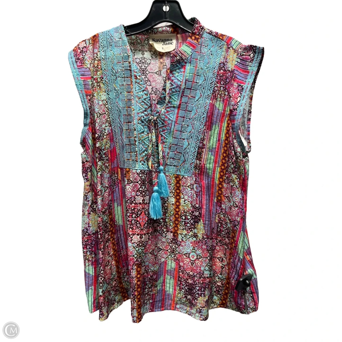 Top Short Sleeve By Savanna Jane In Blue & Red, Size: S