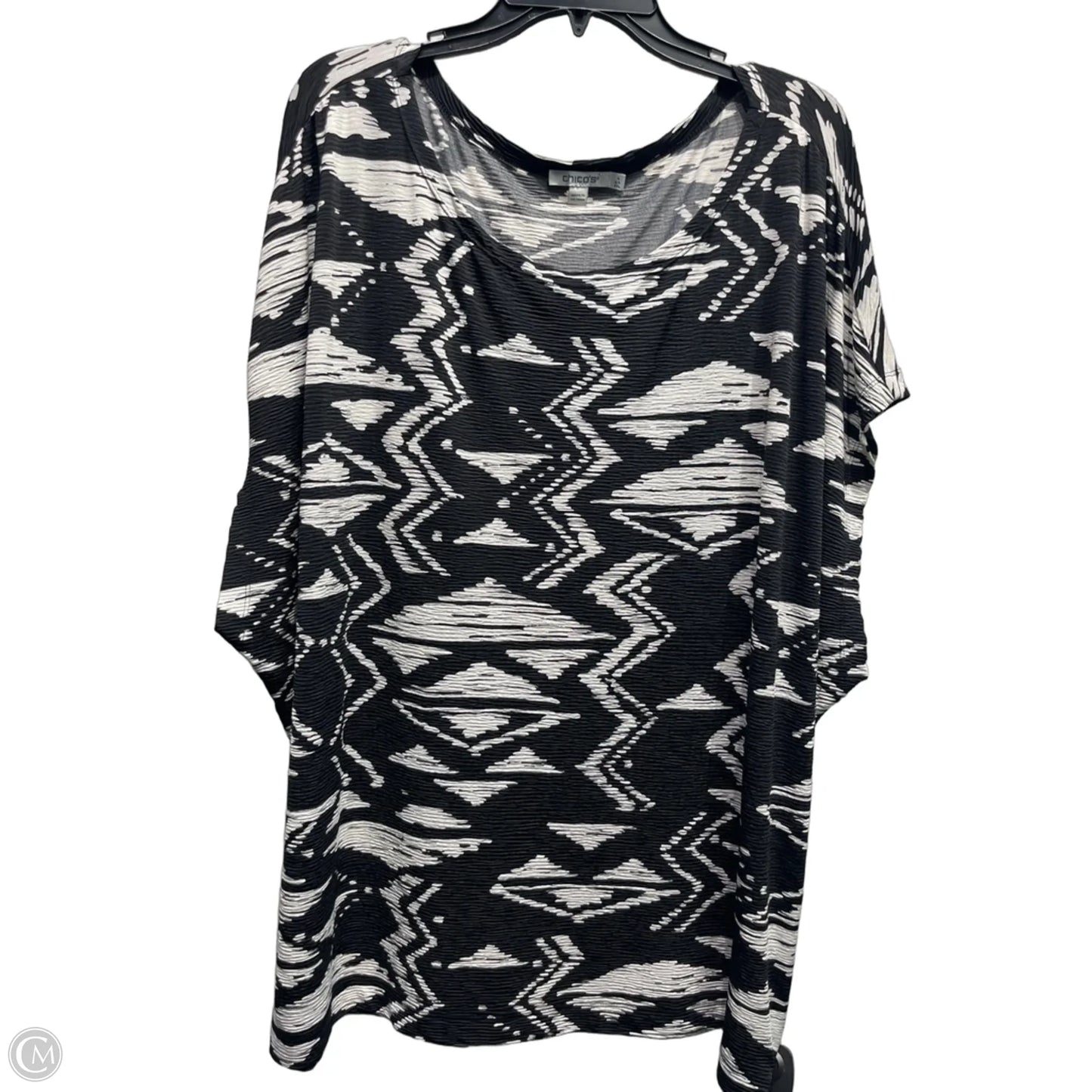 Top Short Sleeve By Chicos In Black & White, Size: Xxl