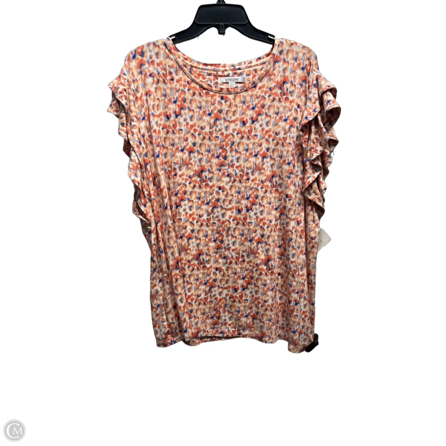 Top Short Sleeve By Chicos In Blue & Orange, Size: Xxl