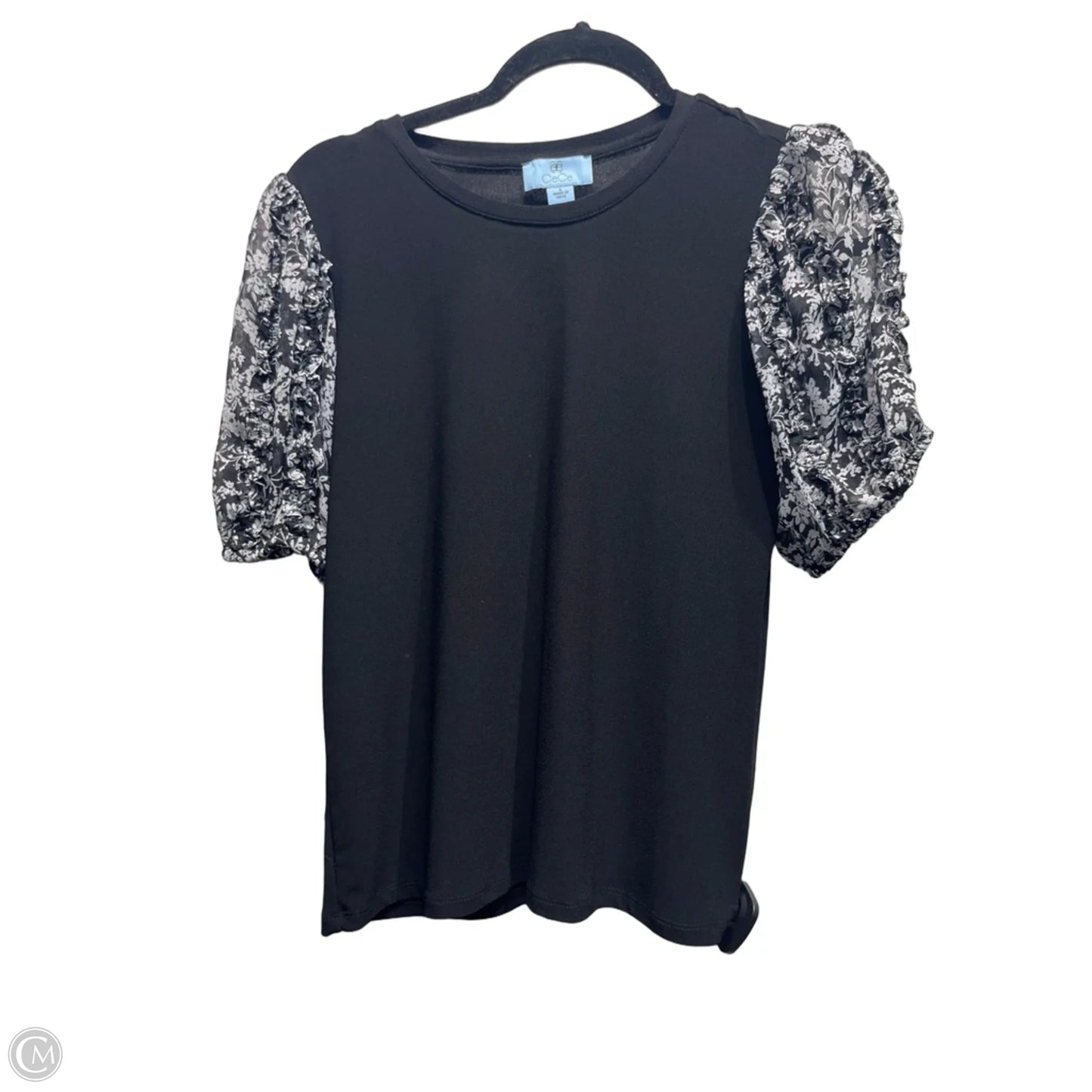 Top Short Sleeve By Cece In Black & White, Size: S