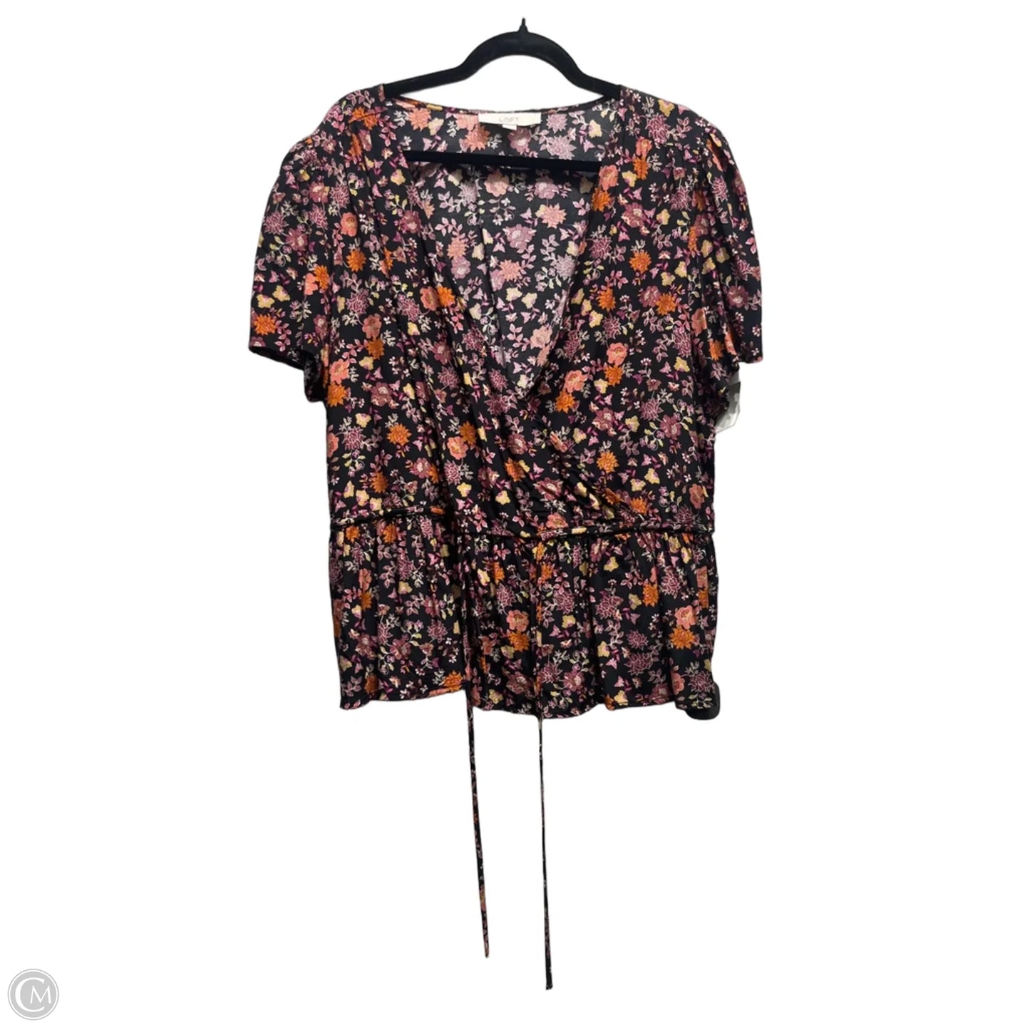 Top Short Sleeve By Loft In Orange & Pink, Size: Xl