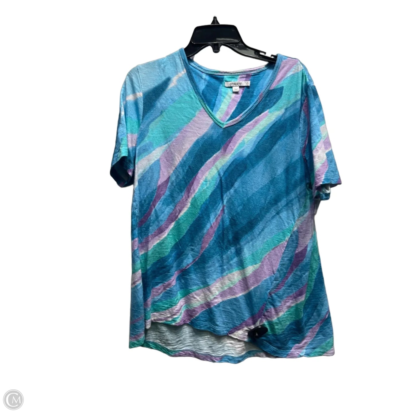 Top Short Sleeve By Chicos In Blue & Purple, Size: L