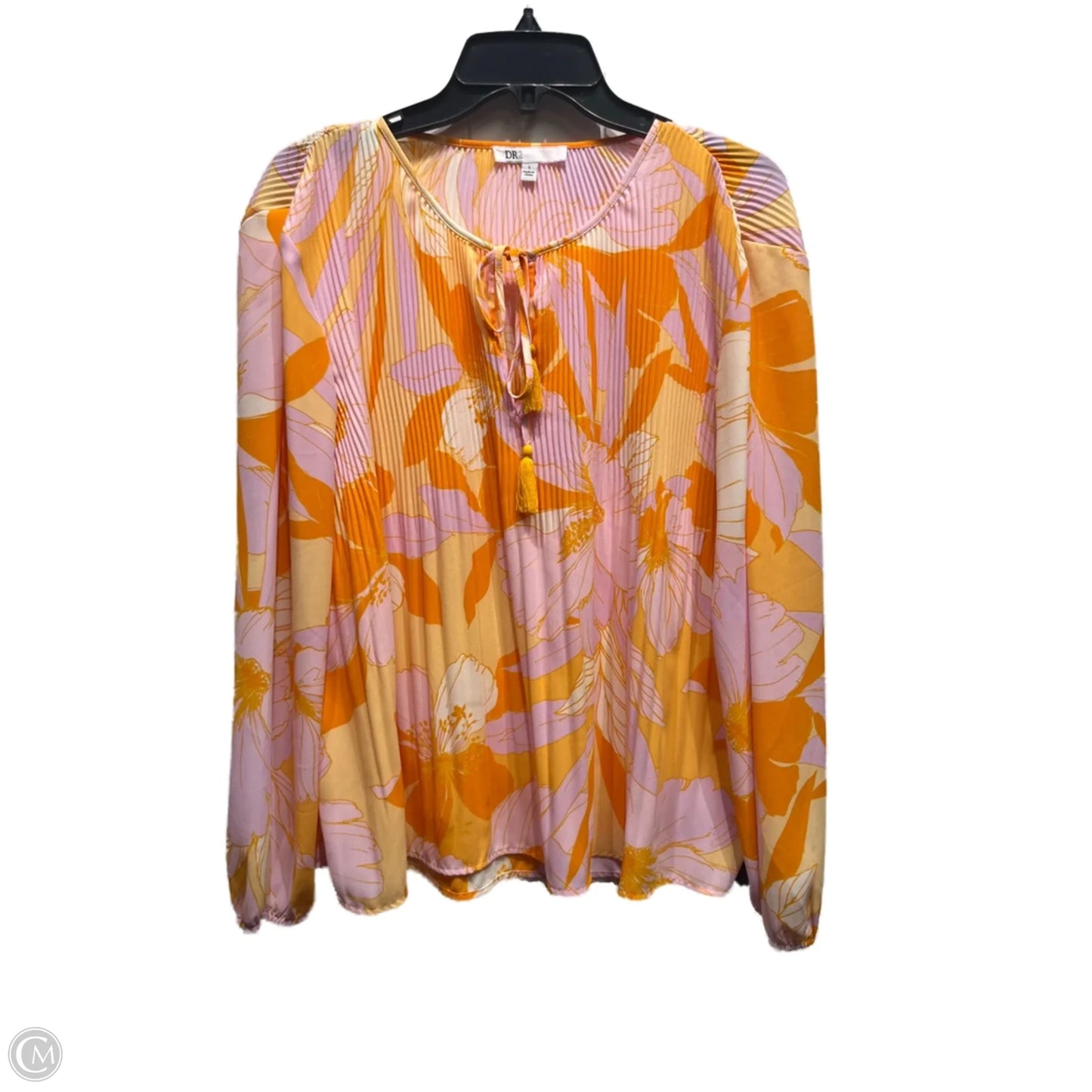 Top Long Sleeve By Dr2 In Orange & Pink, Size: S