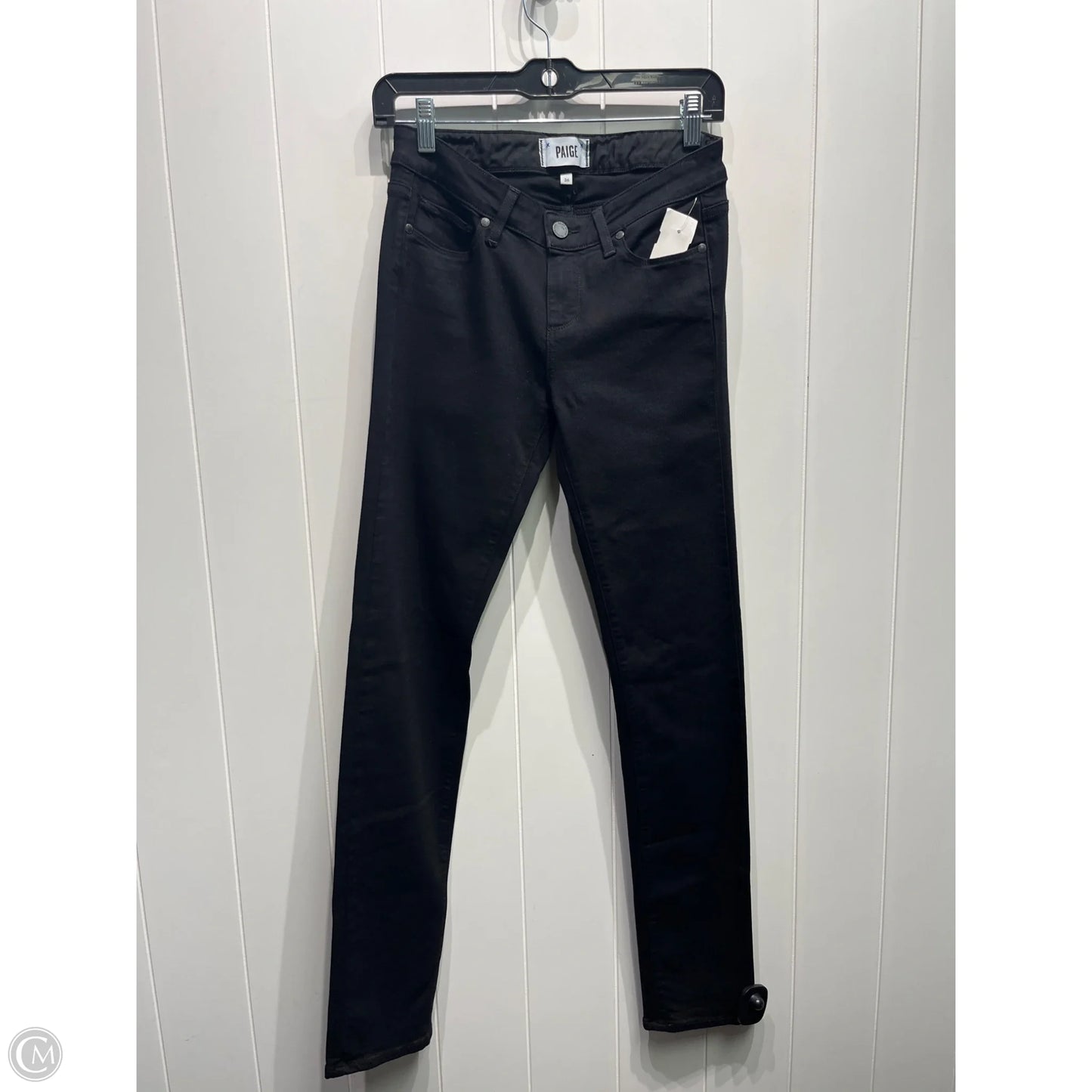 Jeans Skinny By Paige In Black Denim, Size: 4