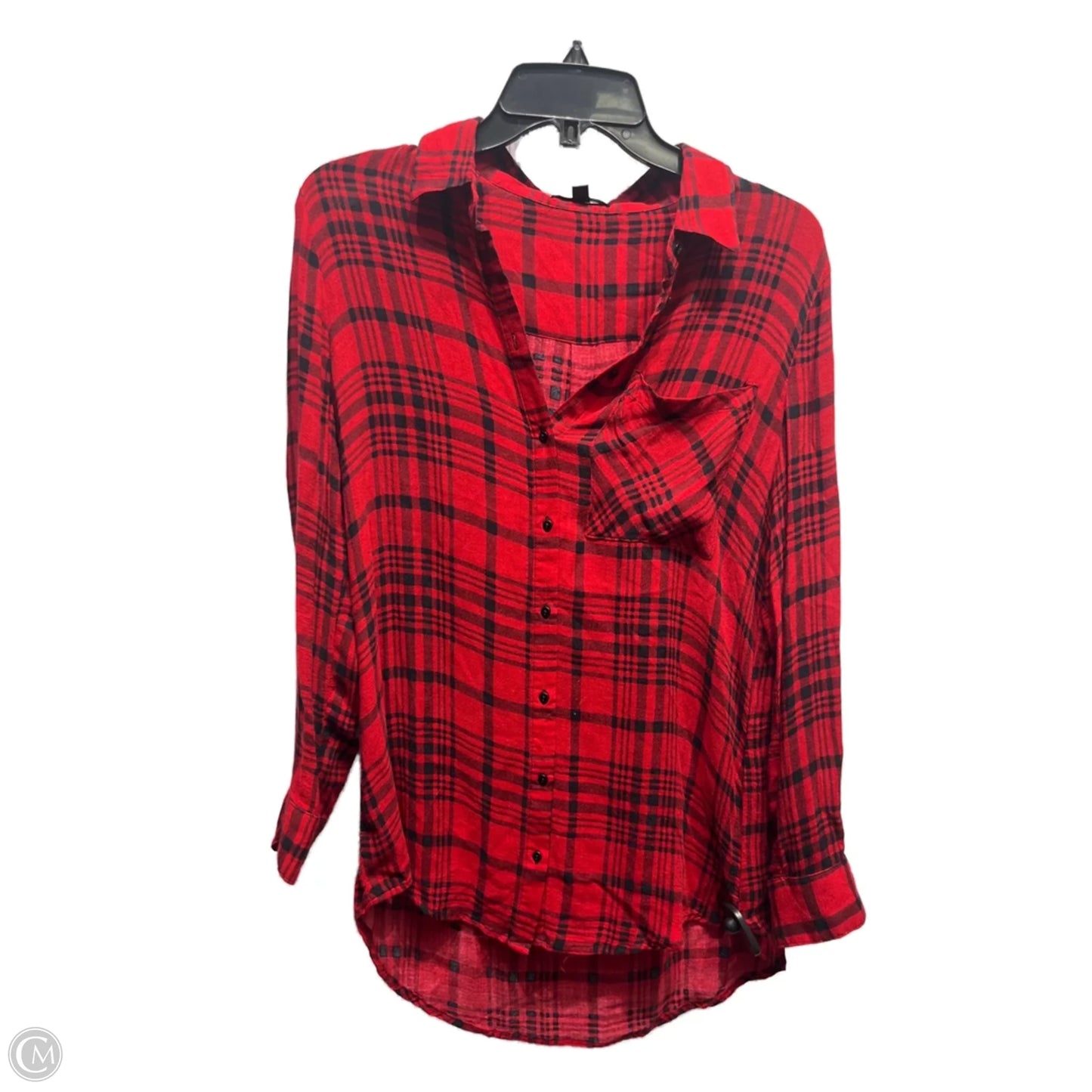 Top Long Sleeve By Aqua In Black & Red, Size: S