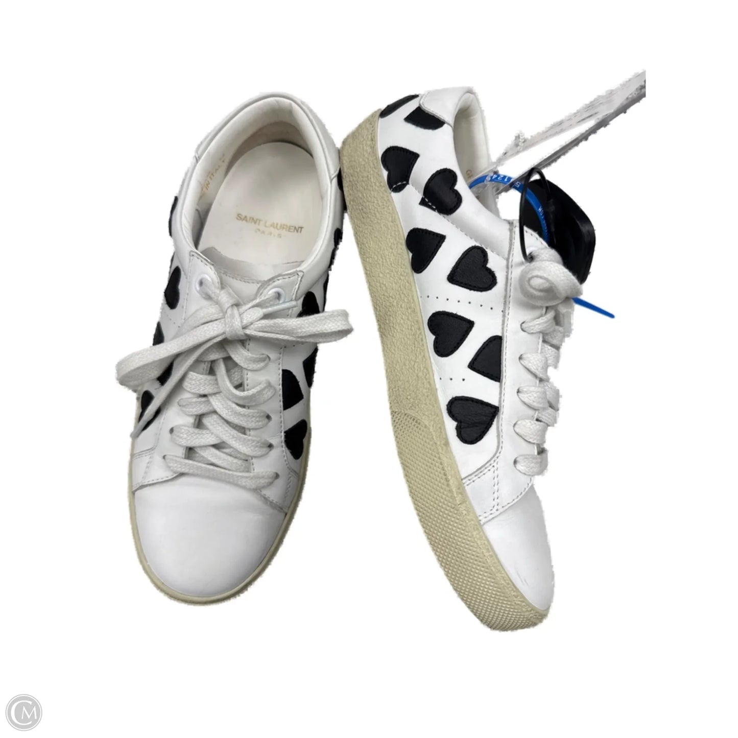 Shoes Luxury Designer By Yves Saint Laurent In Black & White, Size: 8