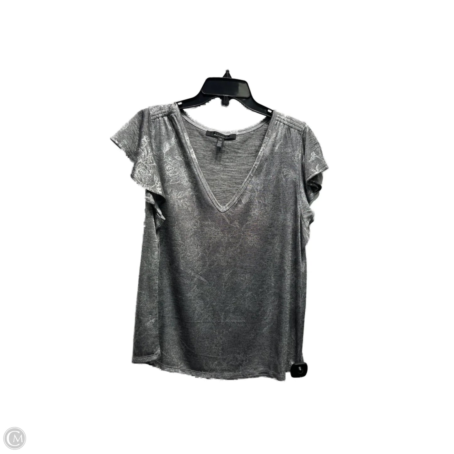 Top Short Sleeve By White House Black Market In Silver, Size: Xl