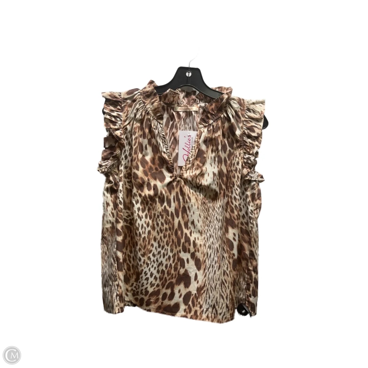 Top Short Sleeve By Olivaceous In Brown & White, Size: S