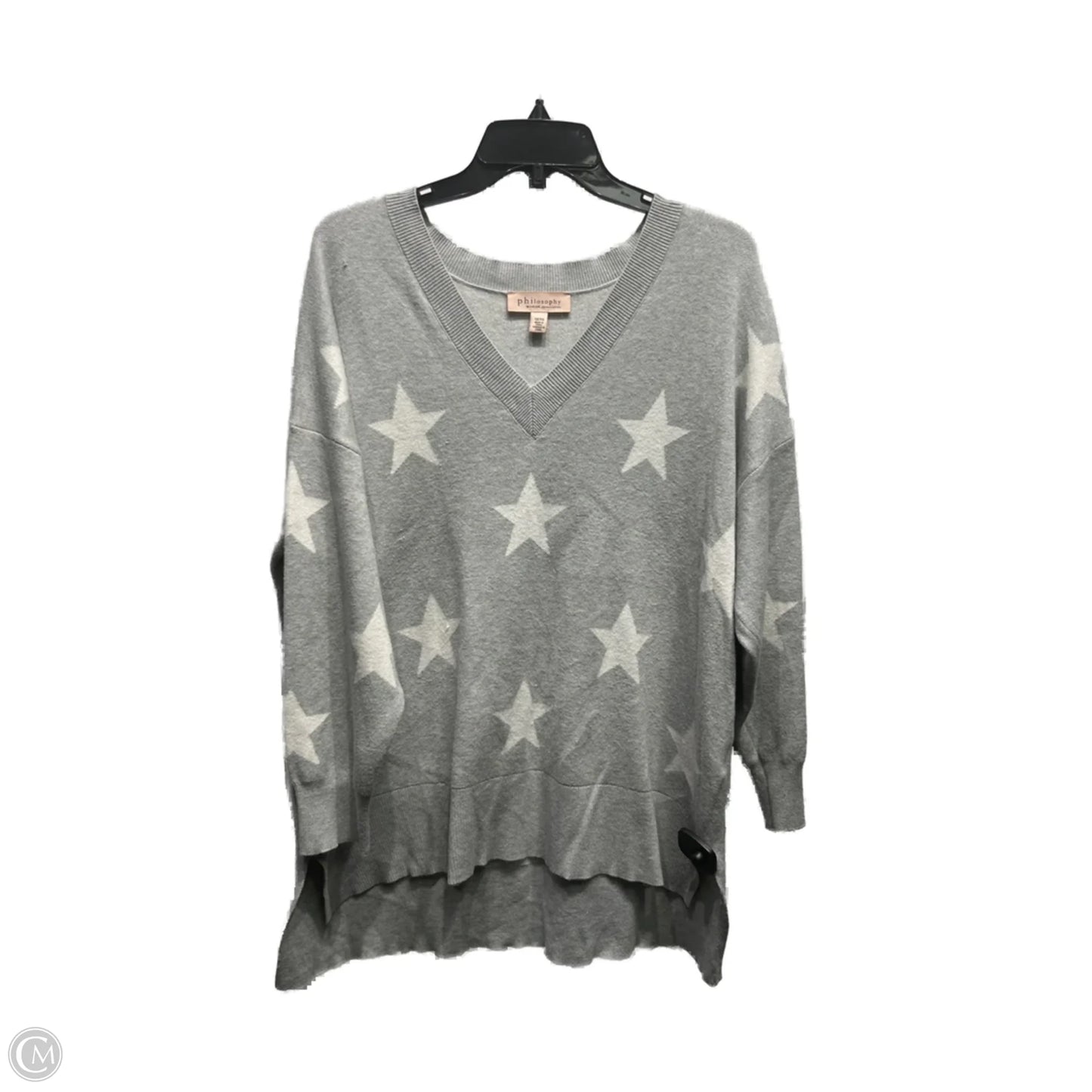 Sweater By Philosophy In Grey & White, Size: 1x