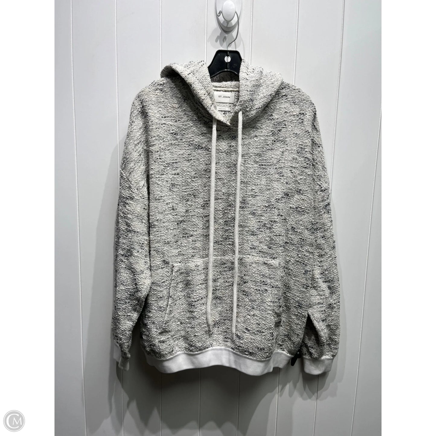 Sweatshirt Luxury Designer By St John Collection In Grey & White, Size: Xl