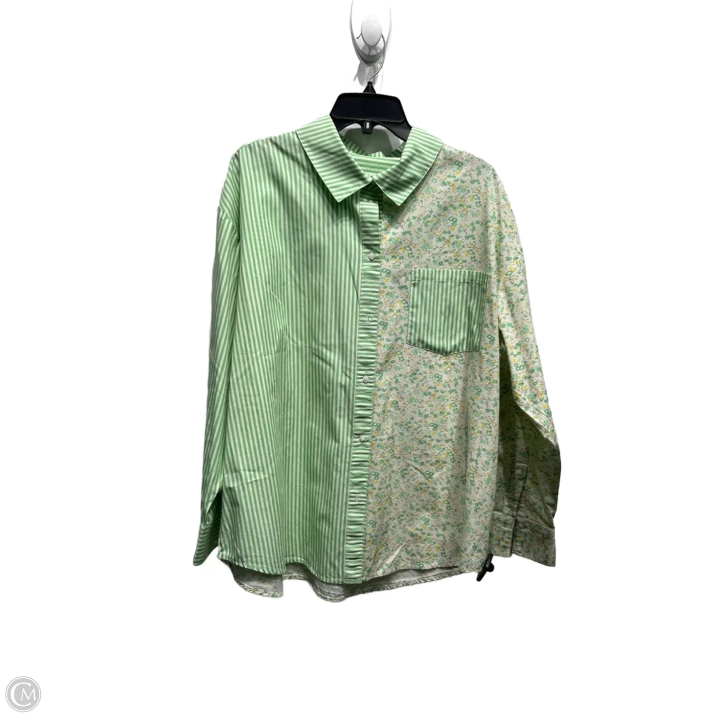 Top Long Sleeve By Avec Les Filles In Green & White, Size: Xl