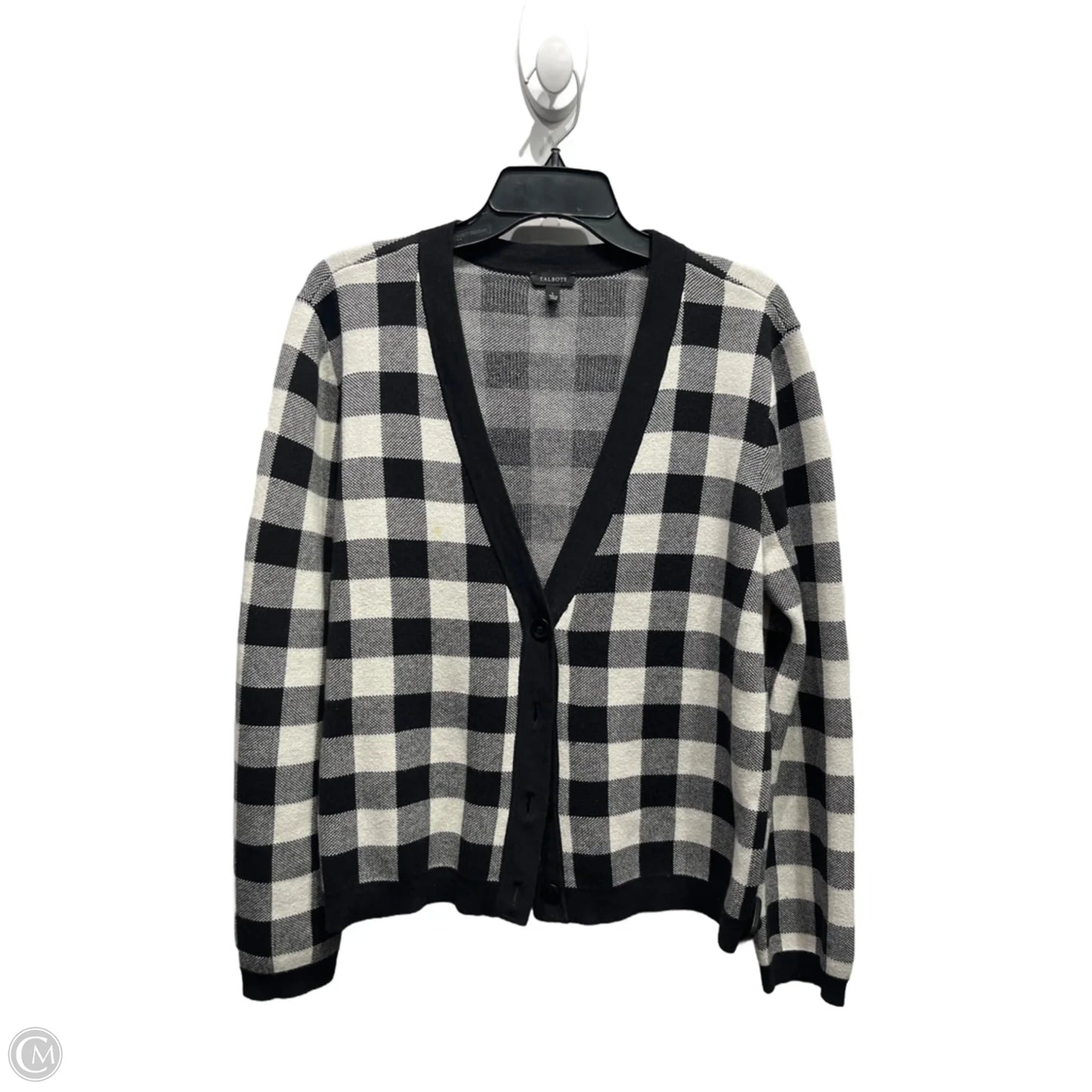 Sweater Cardigan By Talbots In Black & White, Size: L