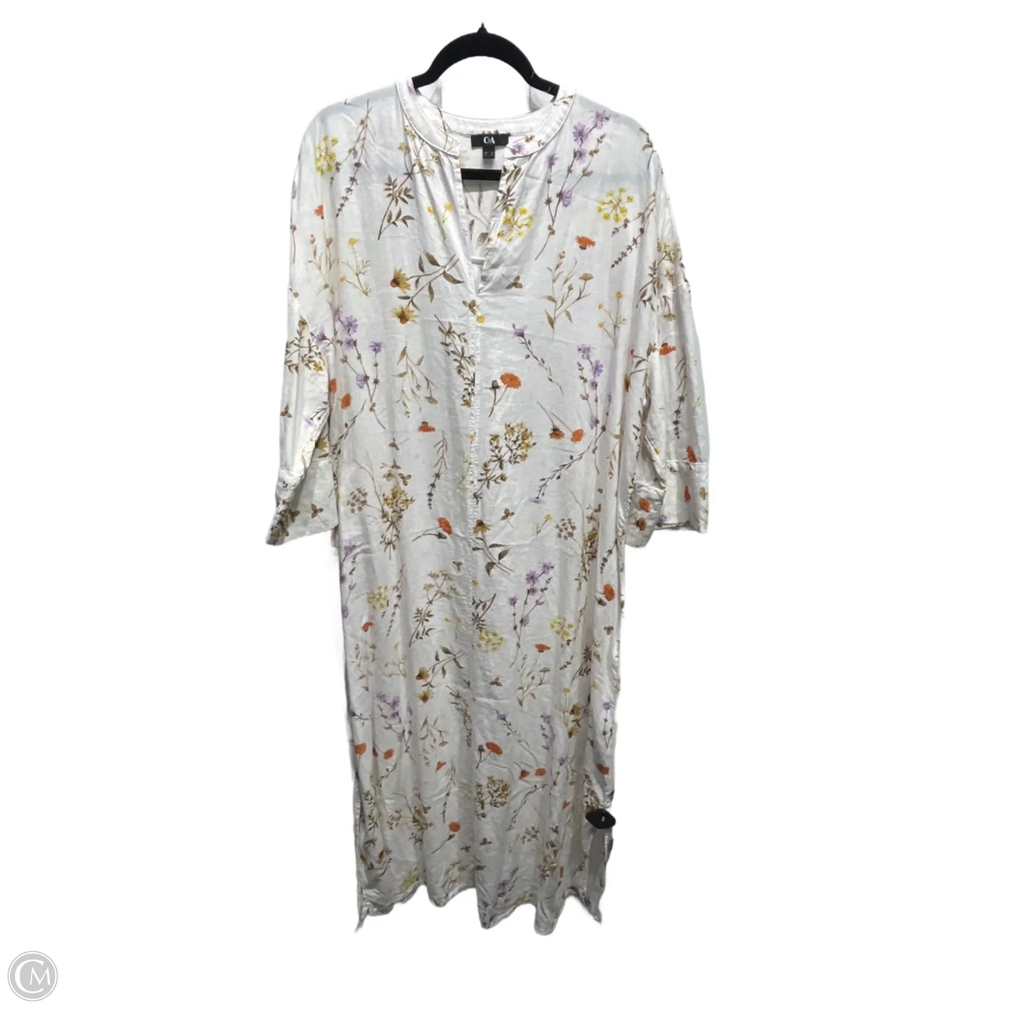 Dress Casual Maxi By c& a In Cream & Orange, Size: 1x