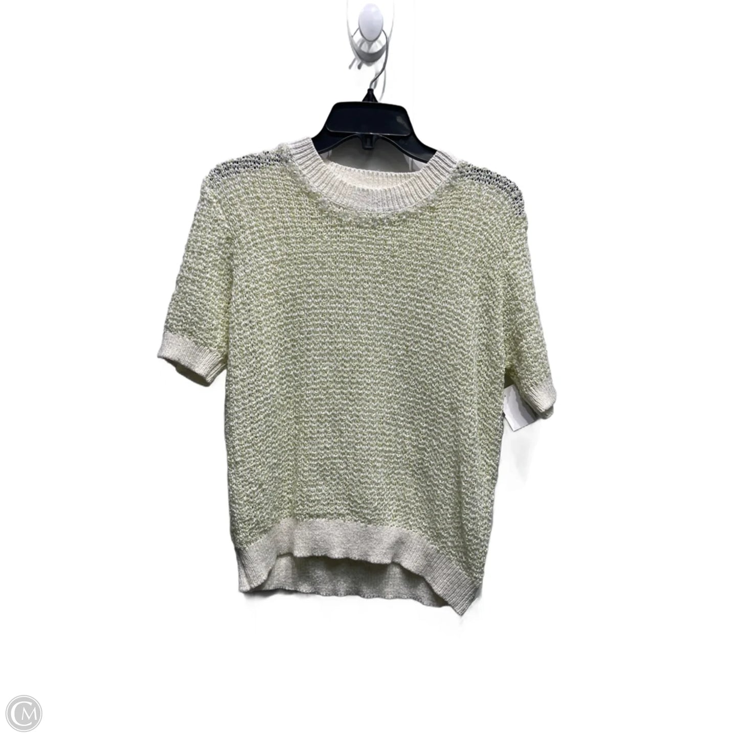 Sweater Short Sleeve By amanda royal In Green & White, Size: L