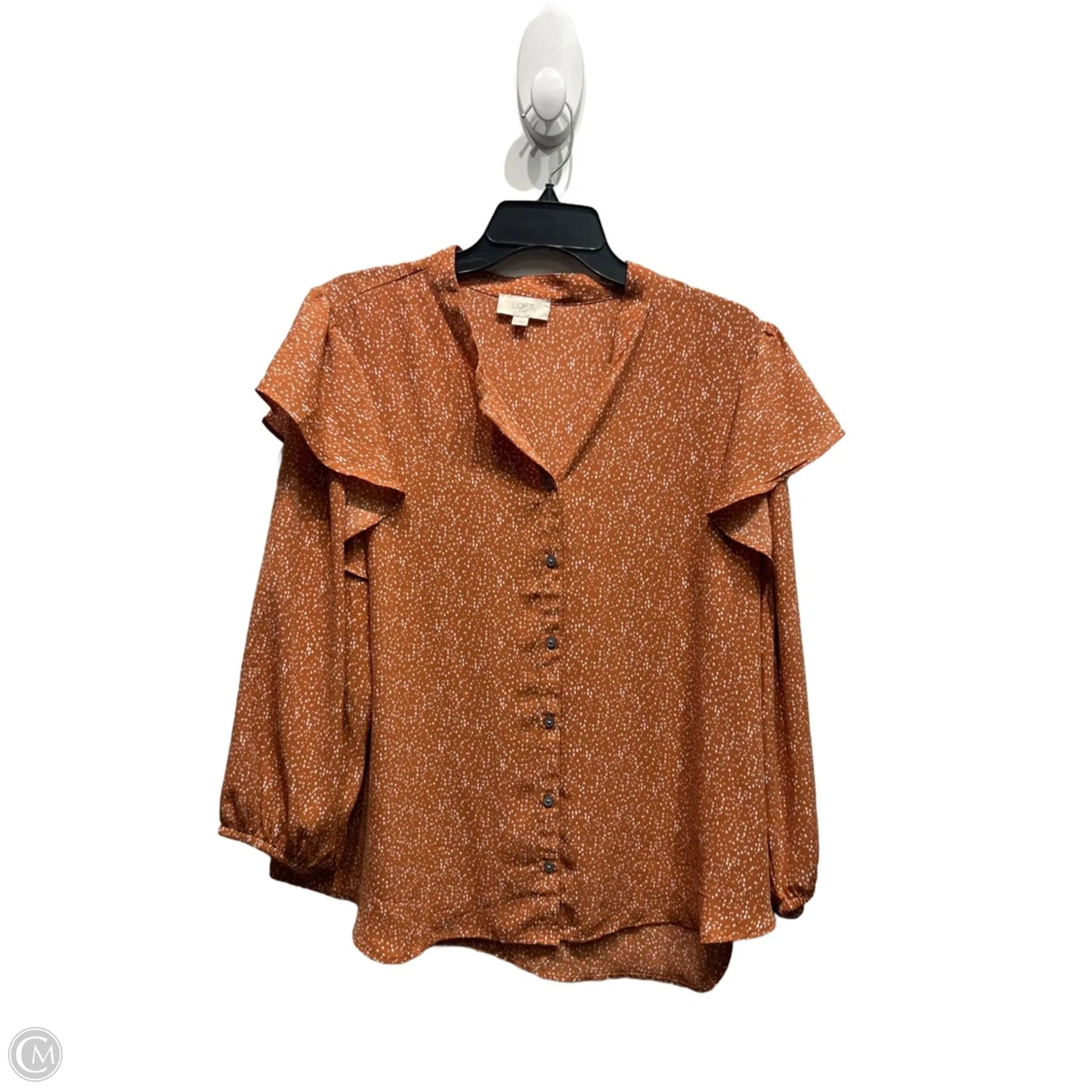 Top Long Sleeve By Loft In Orange & White, Size: Xl
