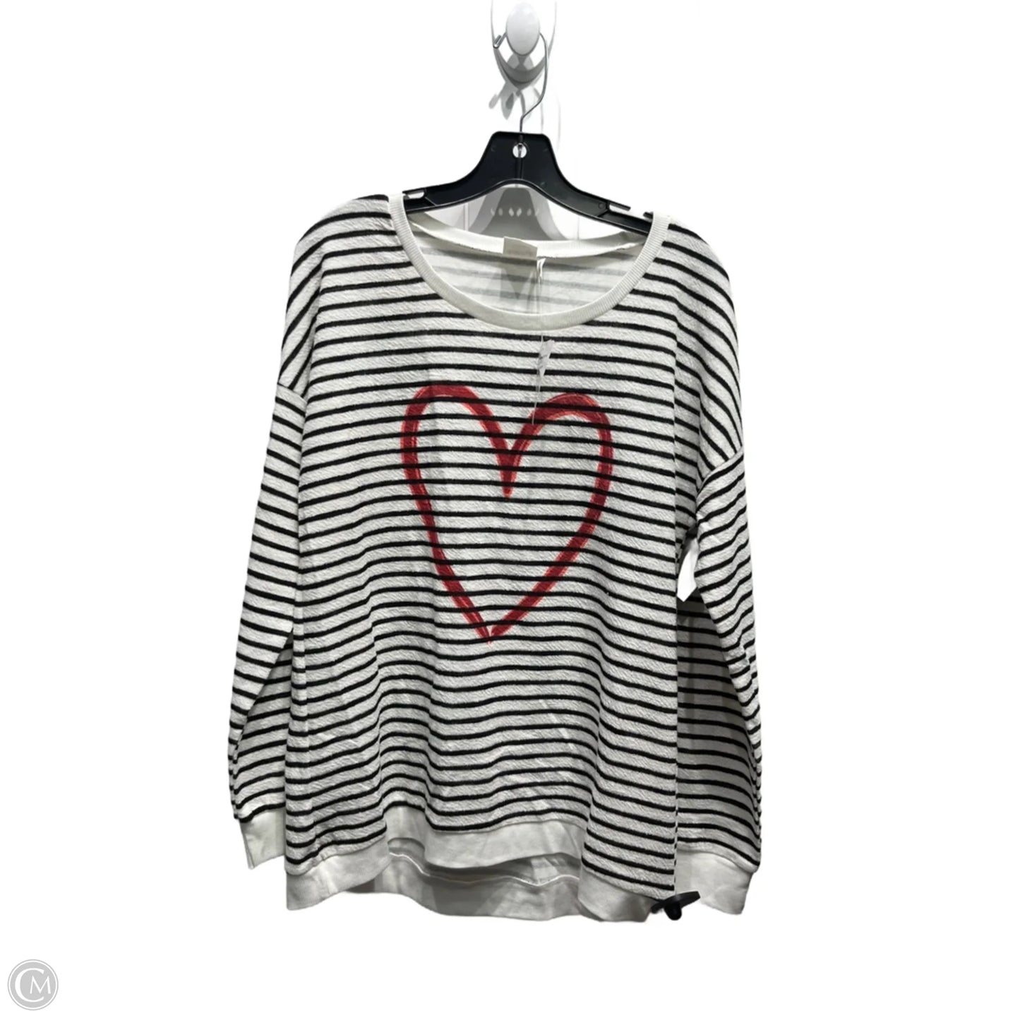 Top Long Sleeve By Simple In Black & White, Size: M