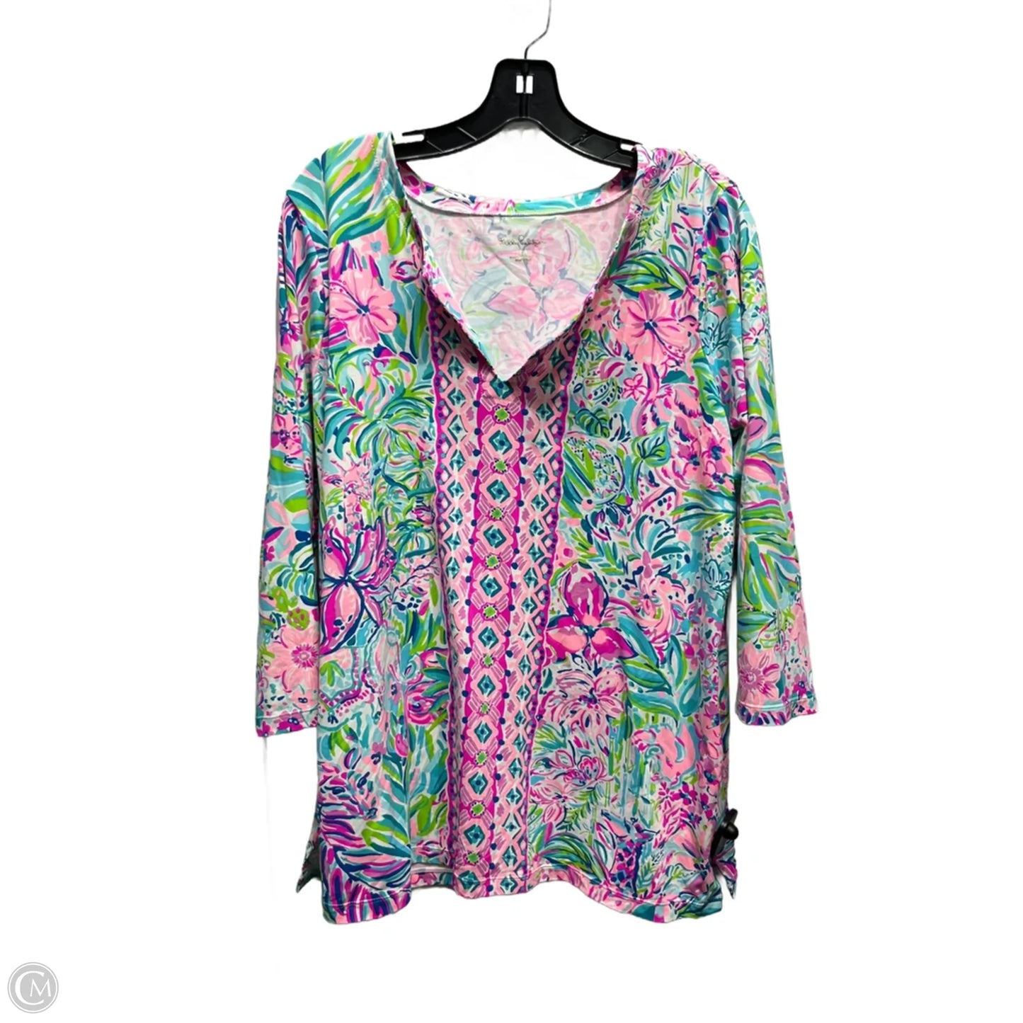 Top Long Sleeve Designer By Lilly Pulitzer In Pink & Purple, Size: Xl