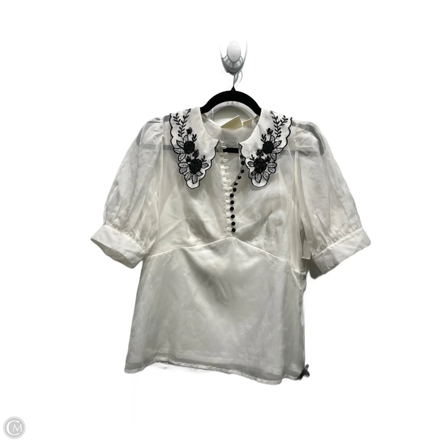 Top Short Sleeve By Maeve In Black & White, Size: 10