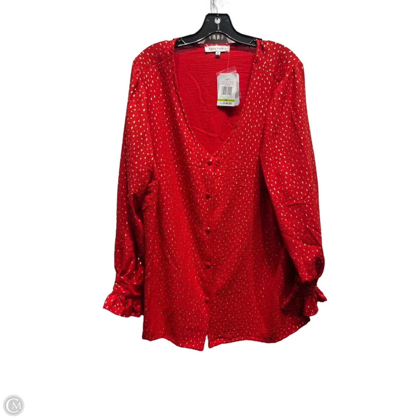 Top Long Sleeve By Emily Daniels In Red, Size: 1x