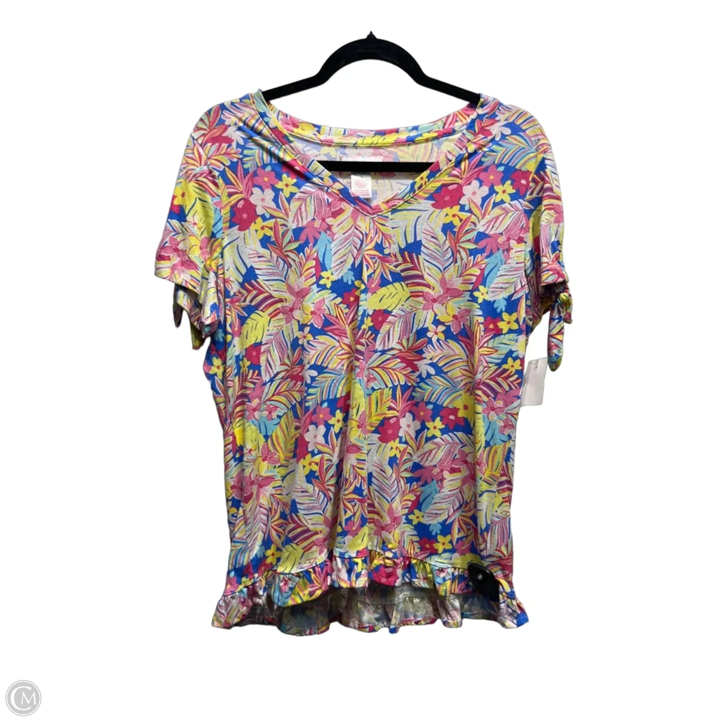 Top Short Sleeve By Stella Parker In Blue & Pink, Size: L