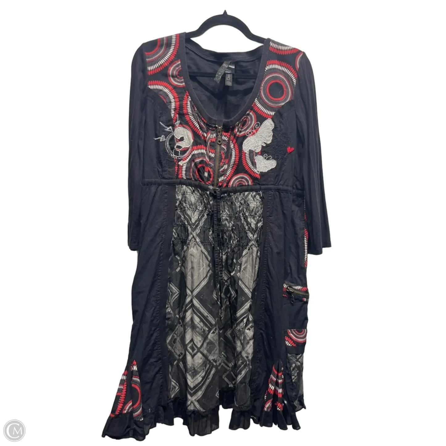 Dress Casual Short By Desigual In Black & Red, Size: 3x