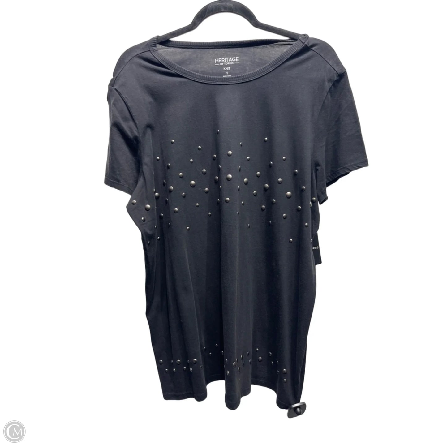 Top Short Sleeve By Torrid In Black & Silver, Size: 1x