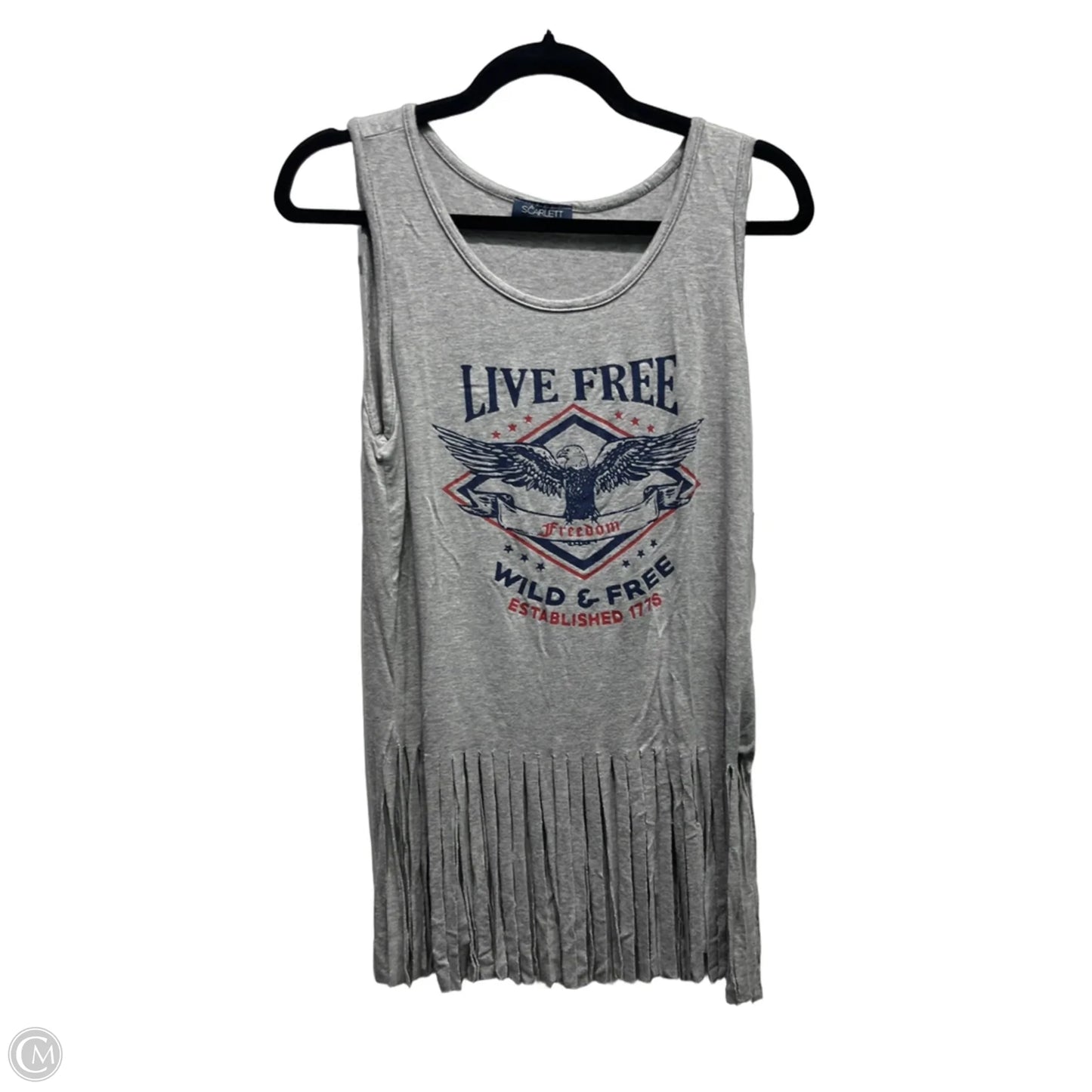 Top Sleeveless By Scarlett In Grey & Red, Size: S