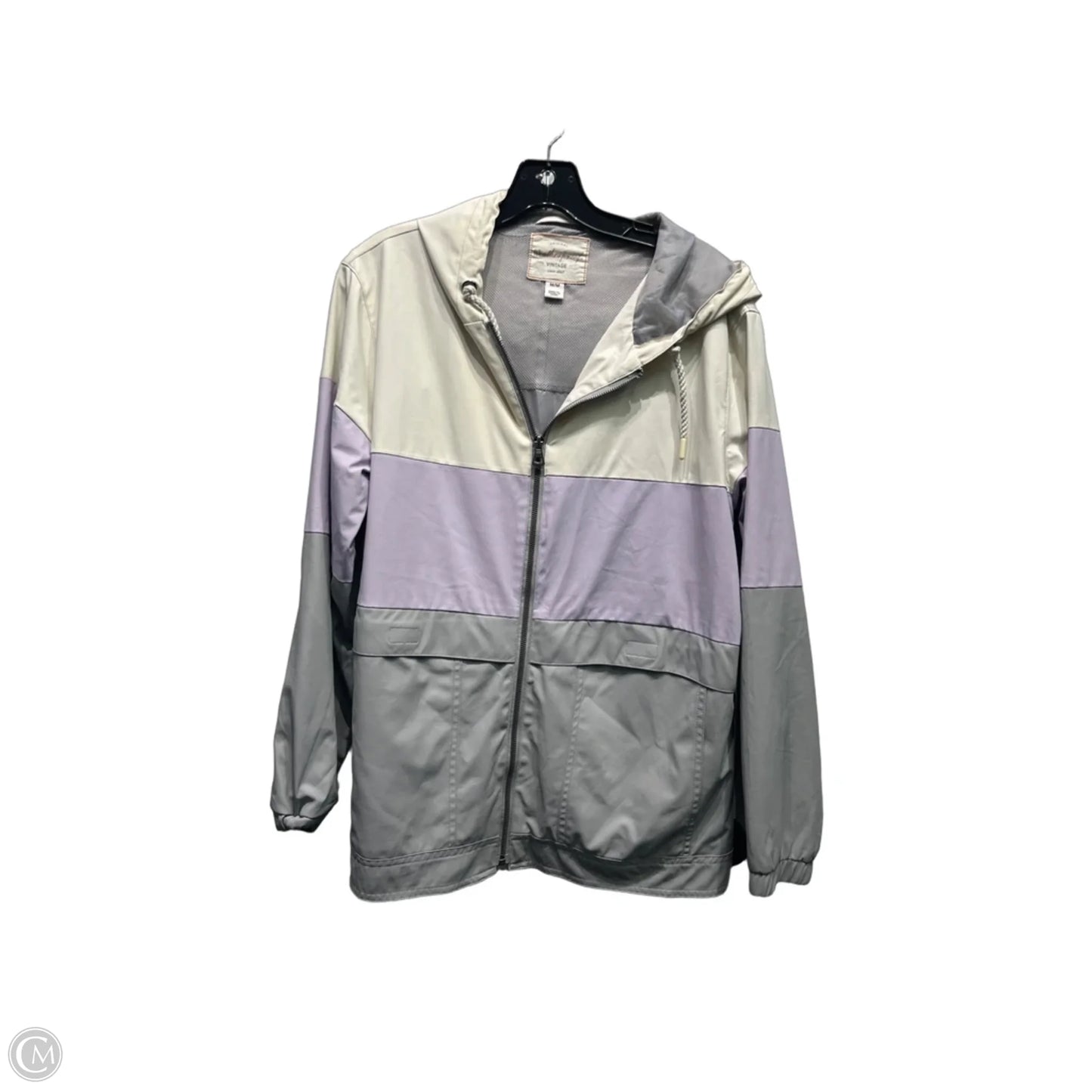 Jacket Windbreaker By Weatherproof In Grey & Purple, Size: M