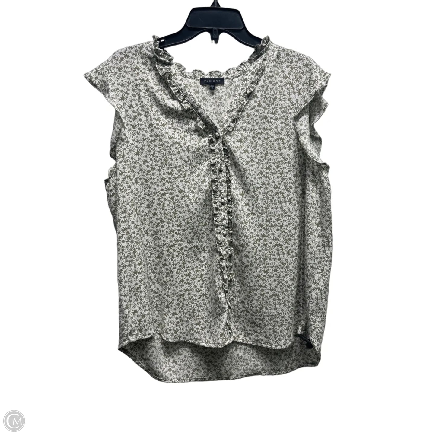 Top Short Sleeve By Pleione In Green & White, Size: Xl