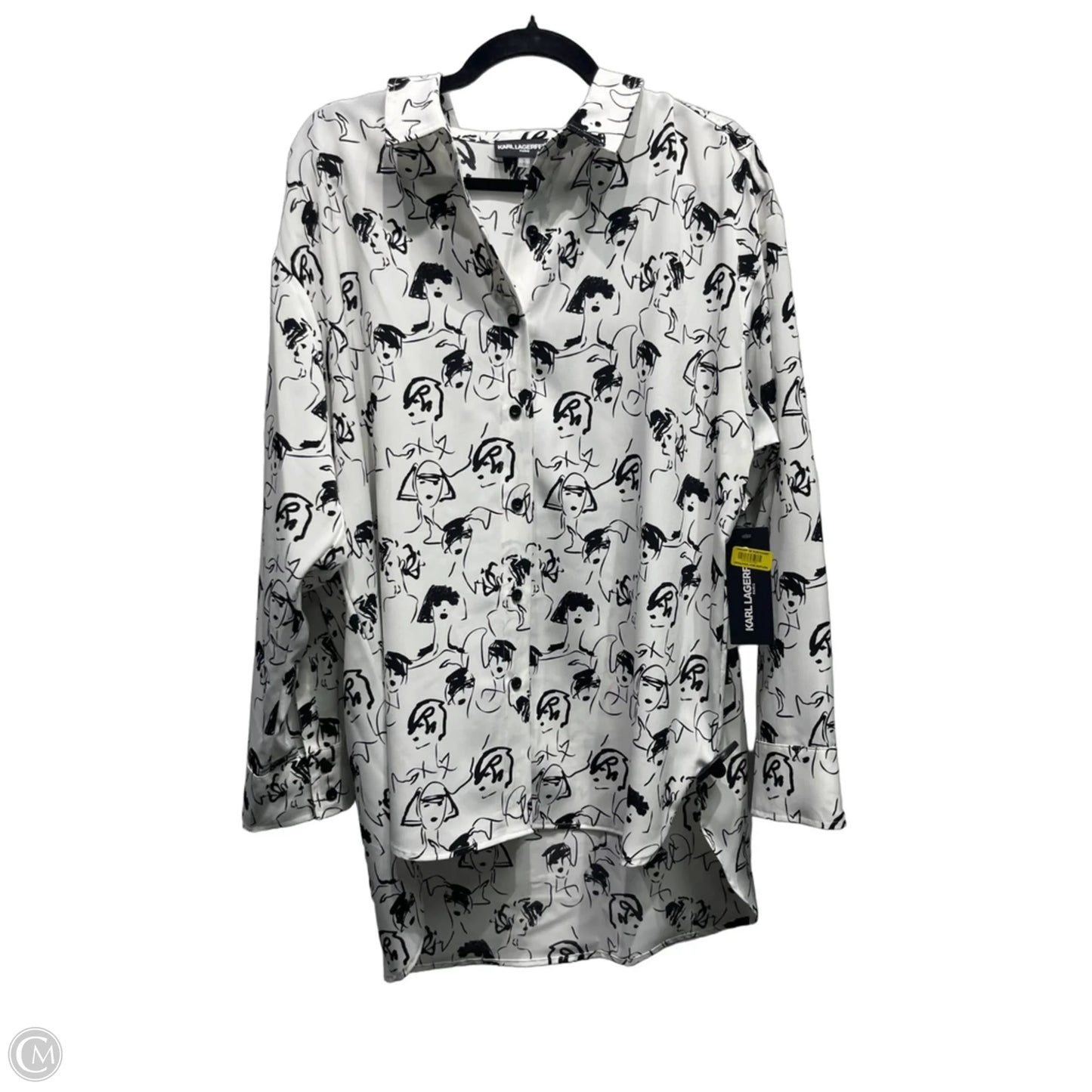 Top Long Sleeve Designer By Karl Lagerfeld In Black & White, Size: L