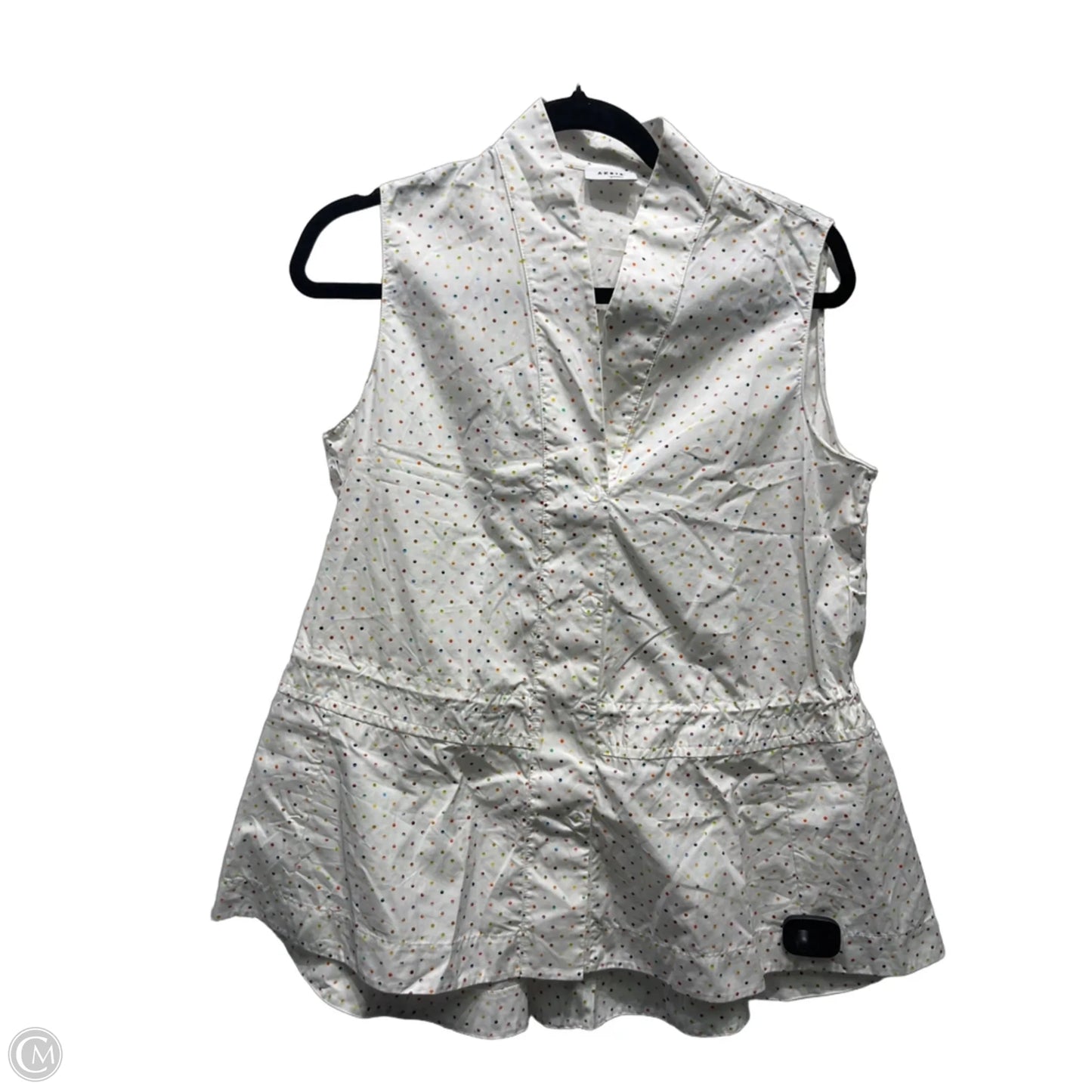 Top Sleeveless By Akris In White & Yellow, Size: 10