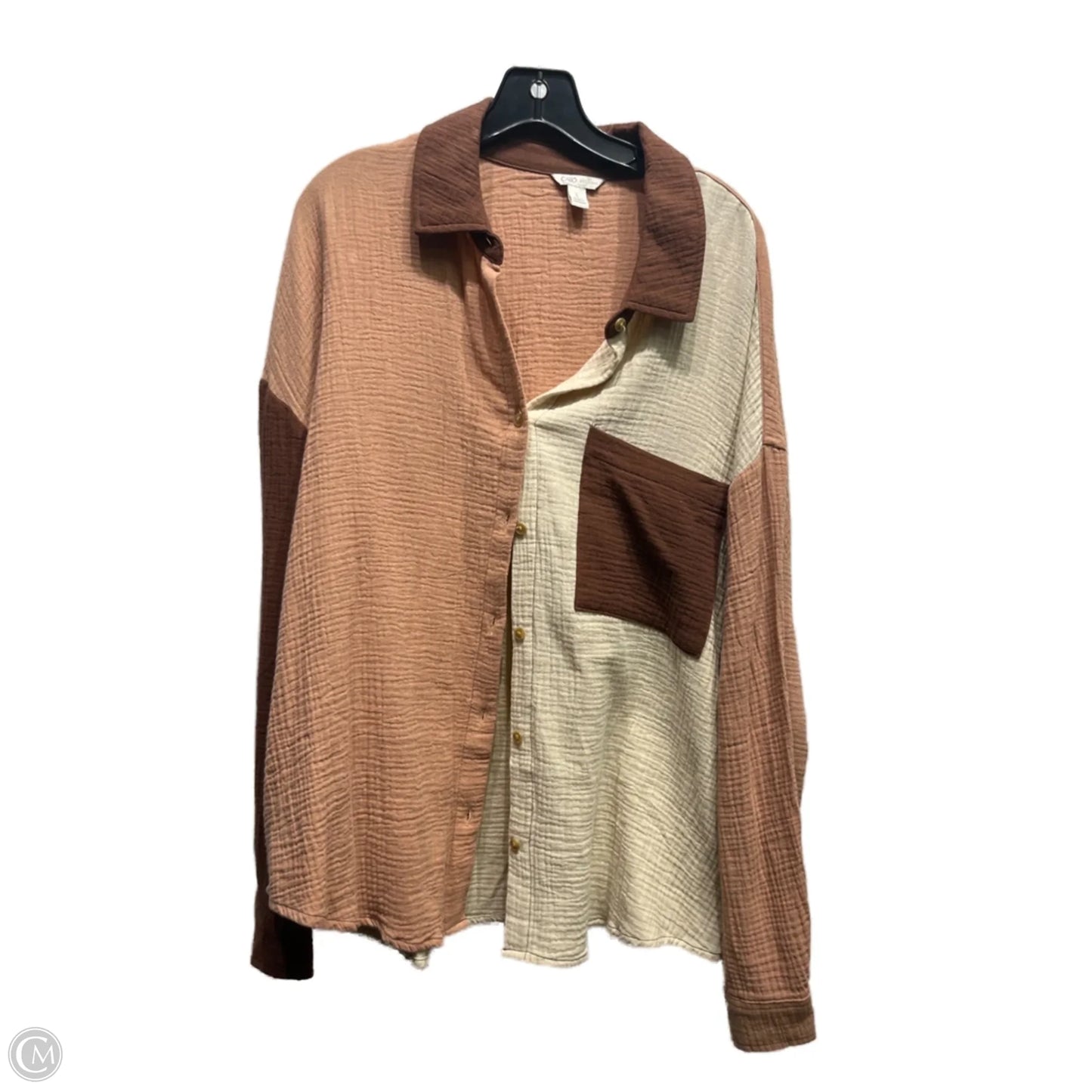 Top Long Sleeve By Cato In Brown, Size: L