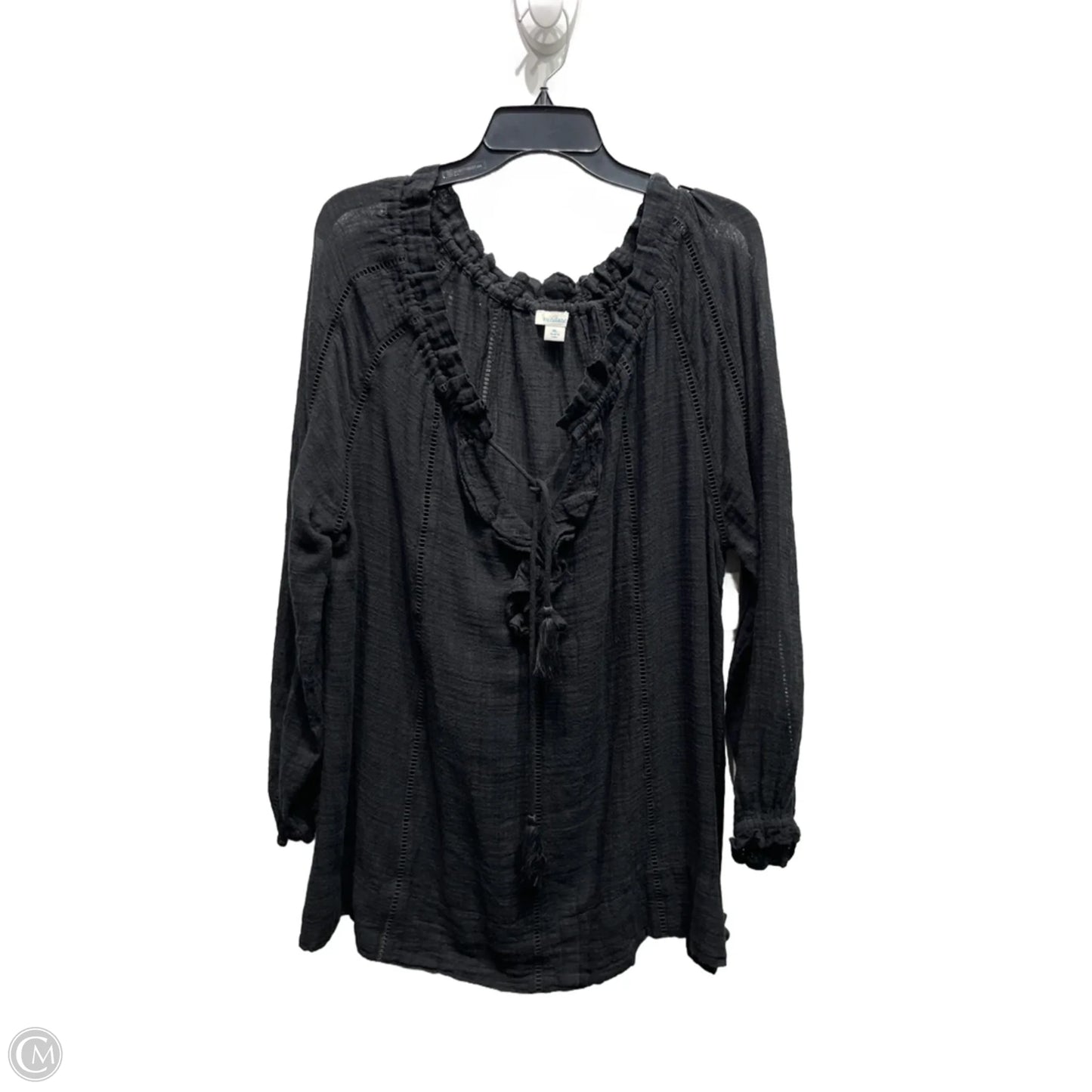 Top Long Sleeve By Sundance In Black, Size: Xl