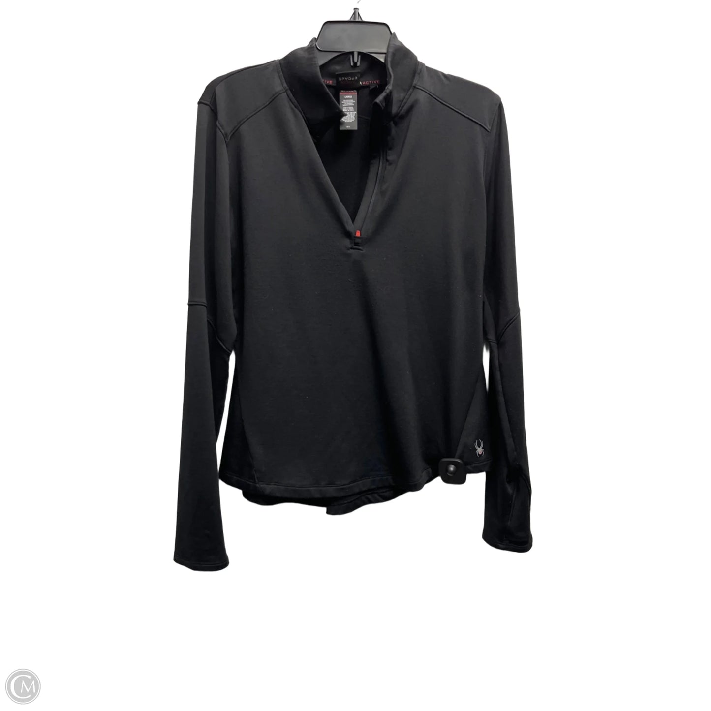 Athletic Top Long Sleeve Collar By Spyder In Black, Size: L