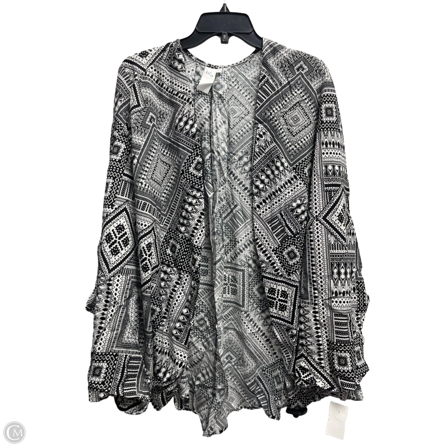 Kimono By Clothes Mentor In Black & White, Size: 2x