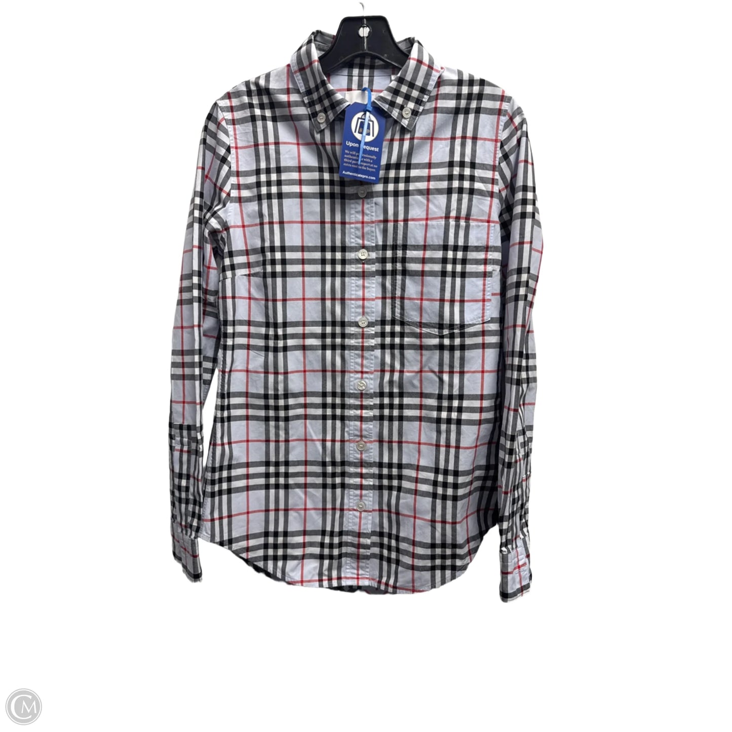 Top Long Sleeve Luxury Designer By Burberry In Blue, Size: 2