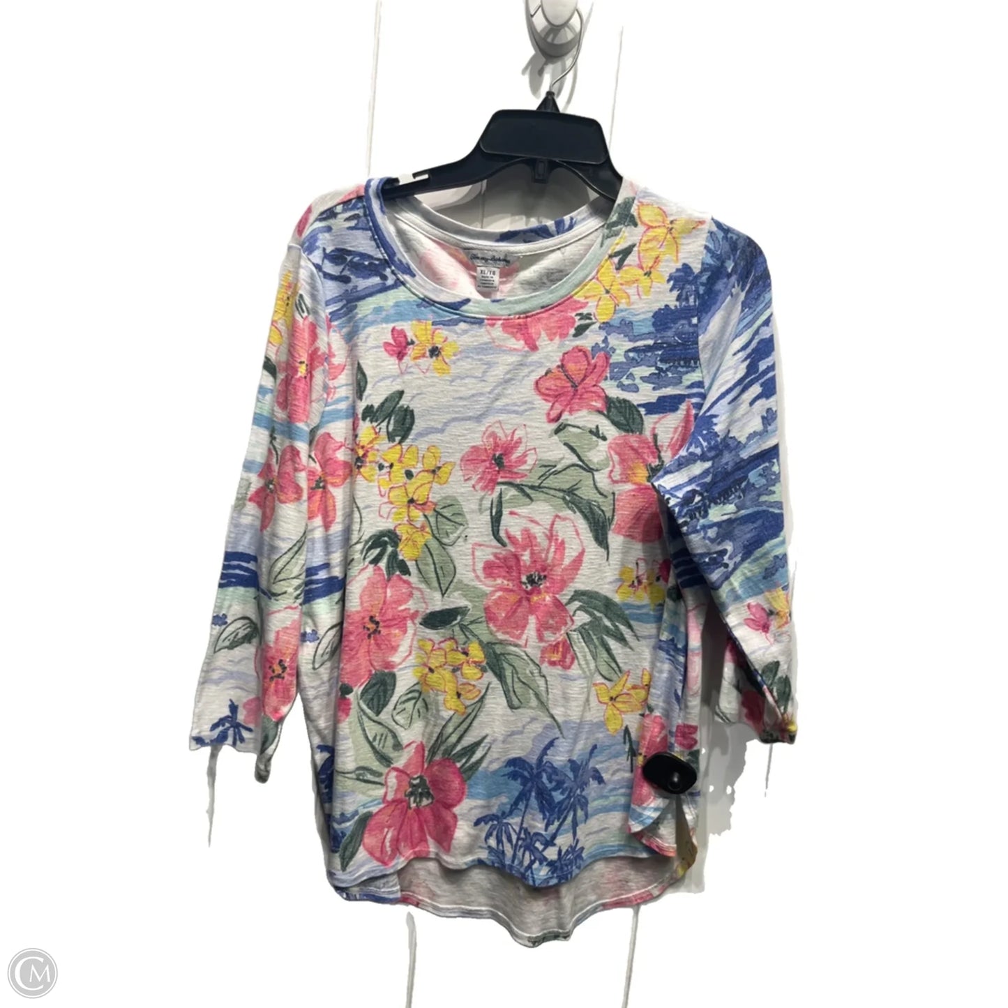 Top Long Sleeve By Tommy Bahama In Blue & Pink, Size: Xl