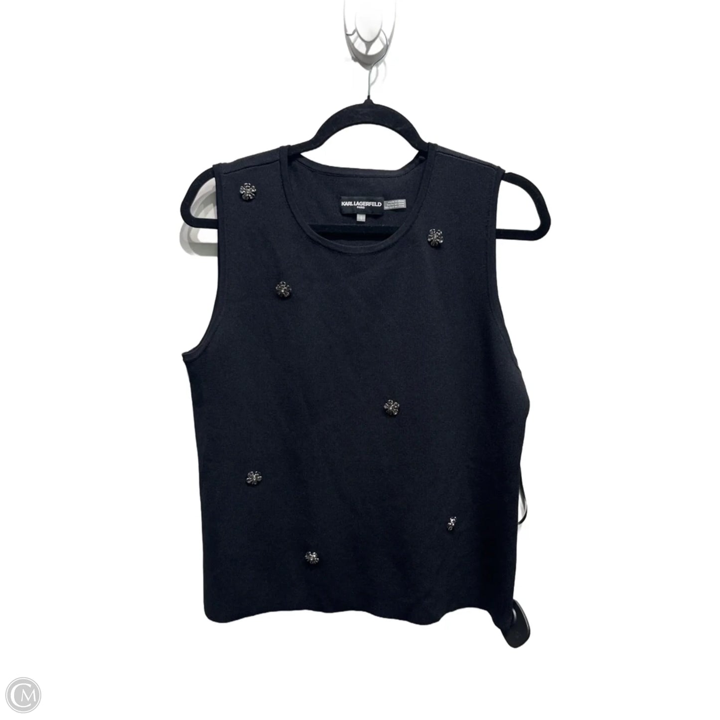 Top Sleeveless Designer By Karl Lagerfeld In Black, Size: L