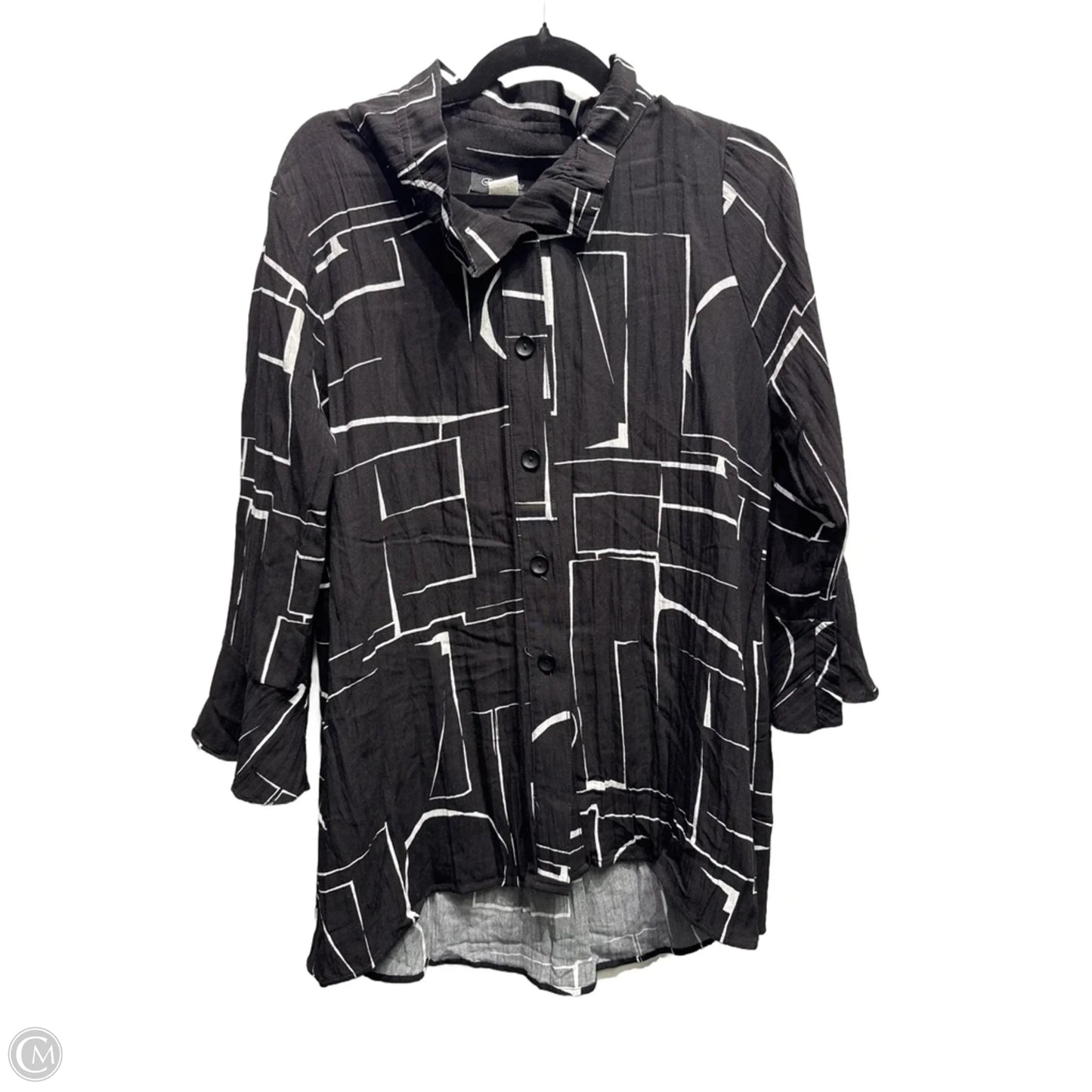 Top Long Sleeve By ela marie In Black & White, Size: M