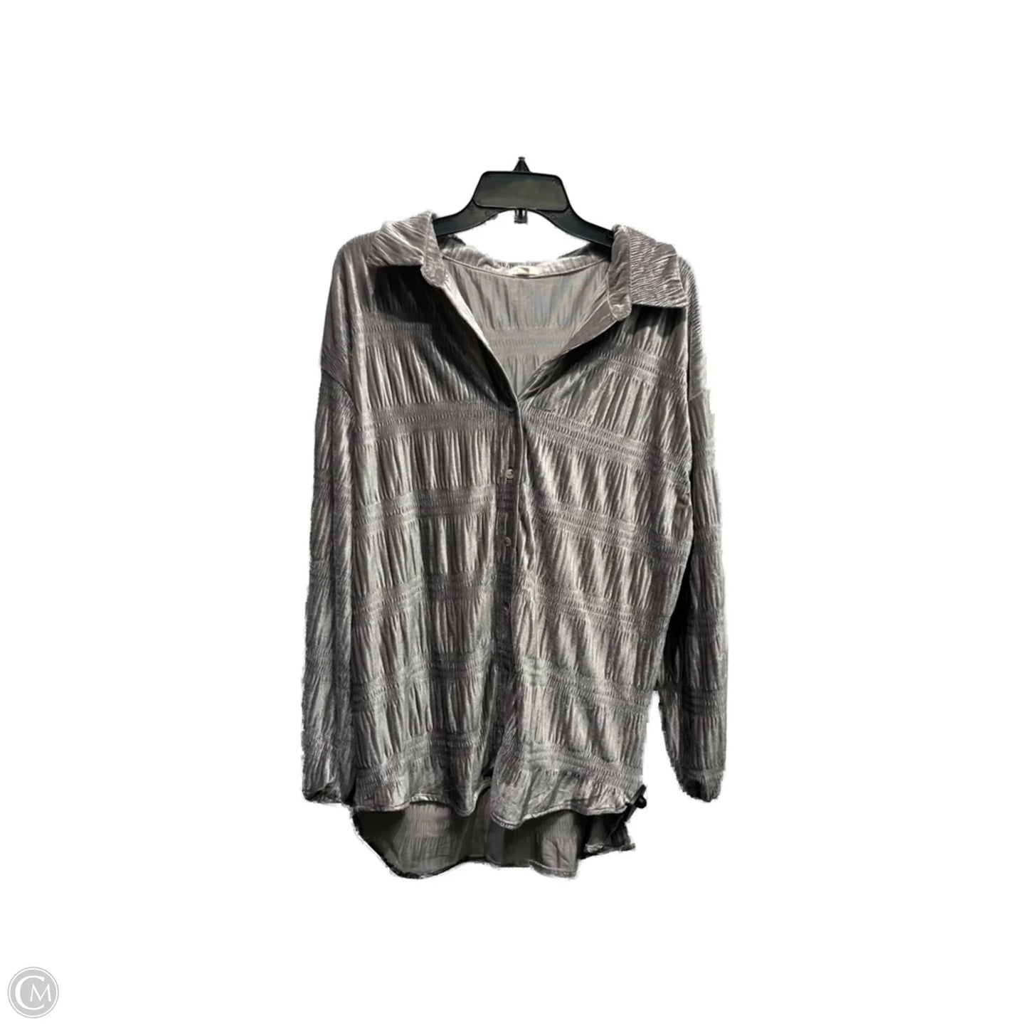 Top Long Sleeve By Bibi In Silver, Size: Xl
