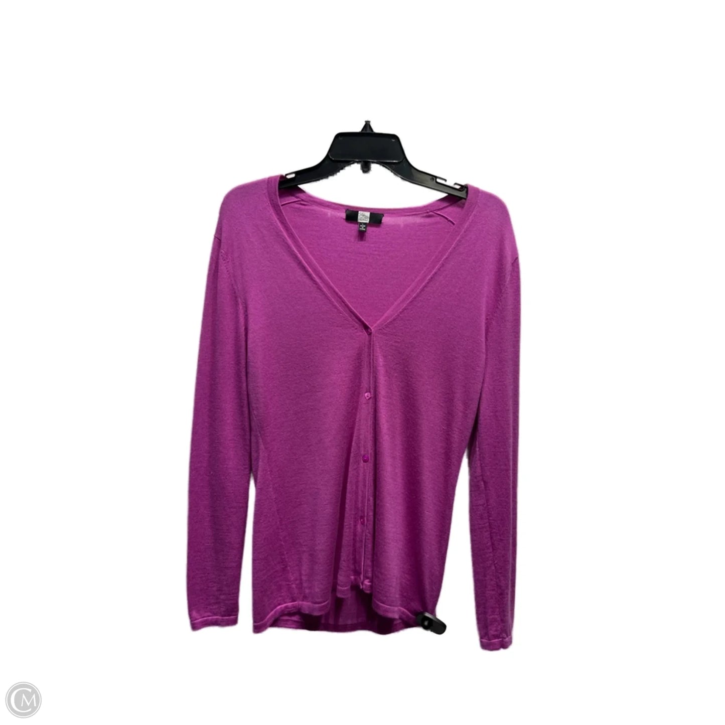 Sweater Cardigan By Saks Fifth Avenue In Purple, Size: L